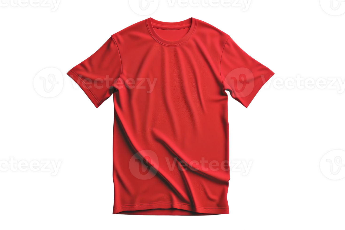 Plain red t-shirt isolated on transparent background. Perfect for mockups, design presentations, and fashion websites. png