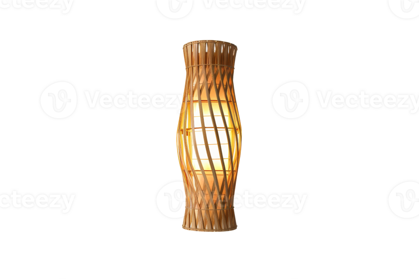 Decorative bamboo wall lamp with a soft glowing light enclosed in a stylish woven design, perfect for enhancing interior spaces. png