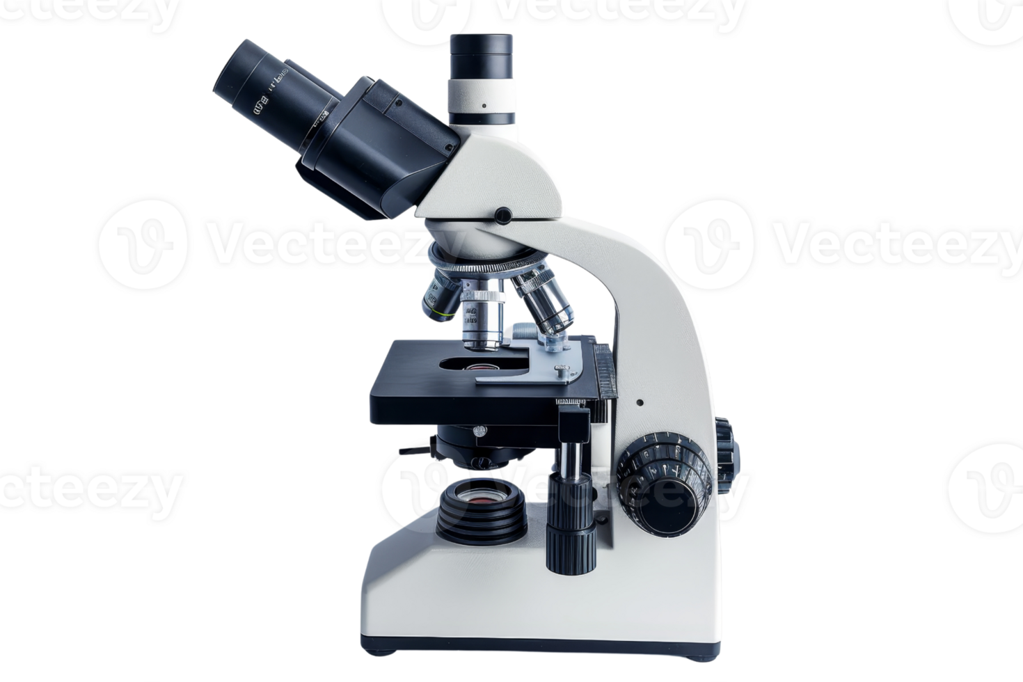 Close-up of a modern microscope isolated on a transparent background. ideal for scientific, educational, and laboratory concepts. png