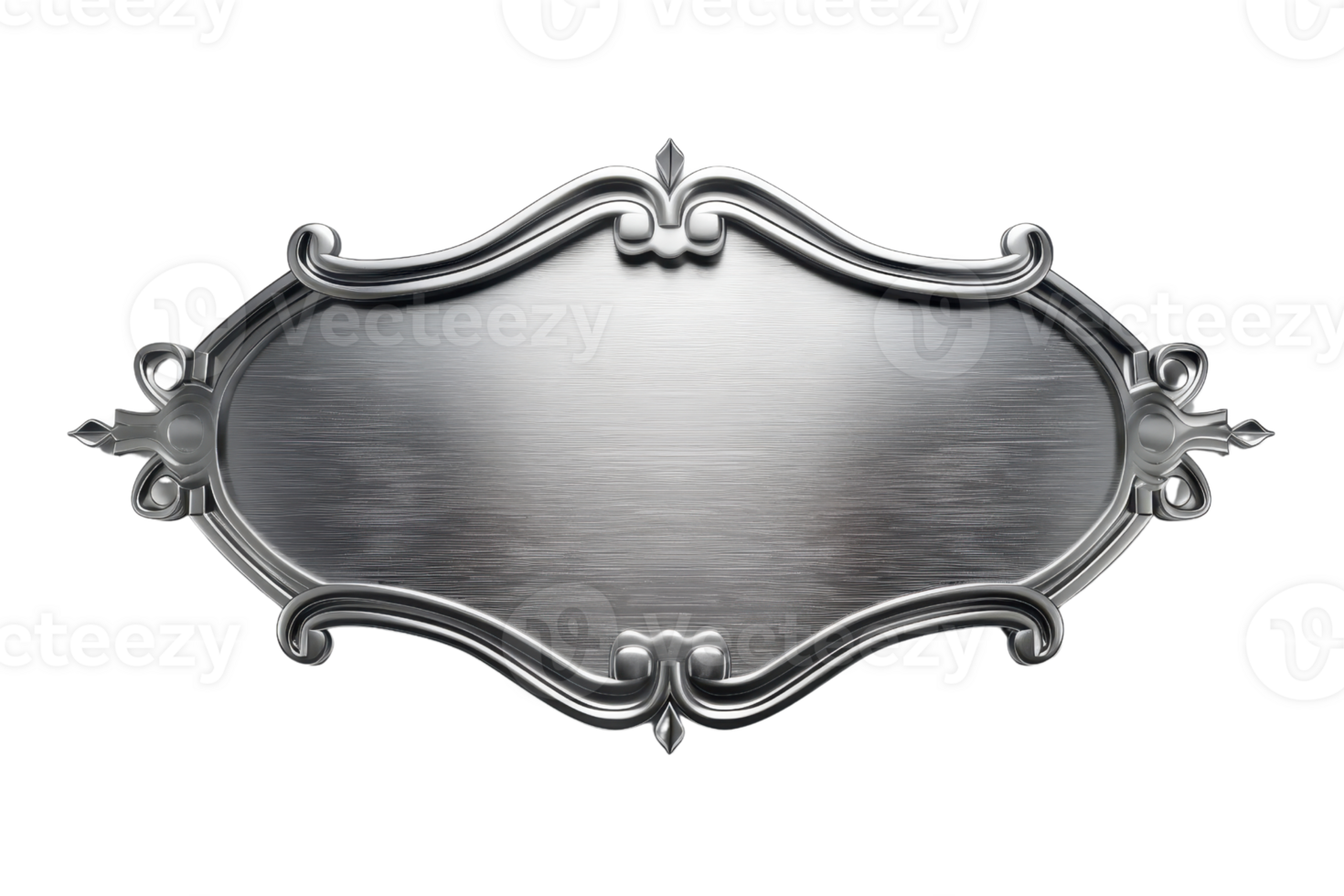 Elegant vintage silver metal frame with ornate details, perfect for adding a touch of sophistication to any project or design. png
