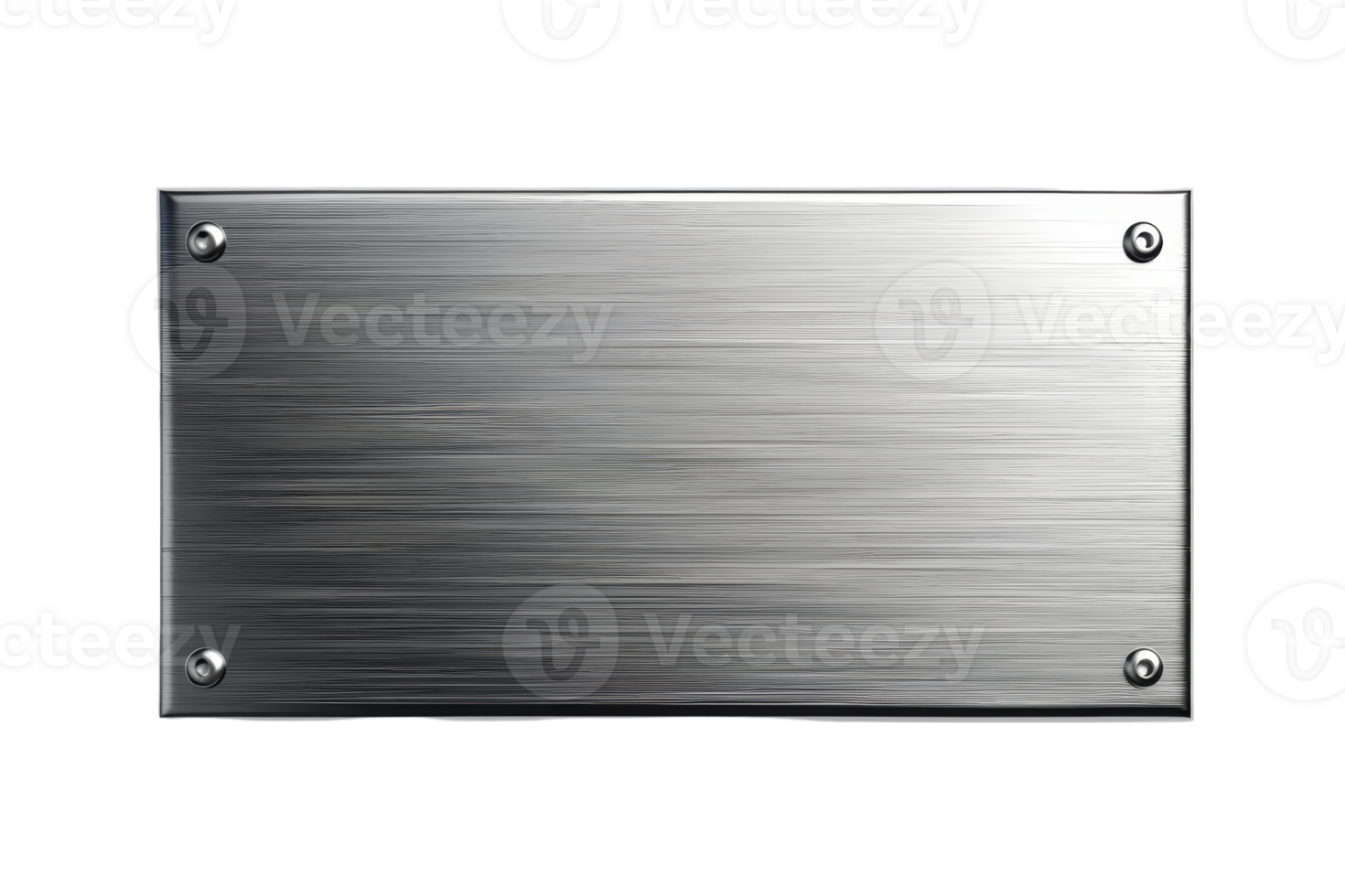Rectangular brushed metal plate with screws on each corner. Perfect for industrial or modern design elements and backgrounds. png