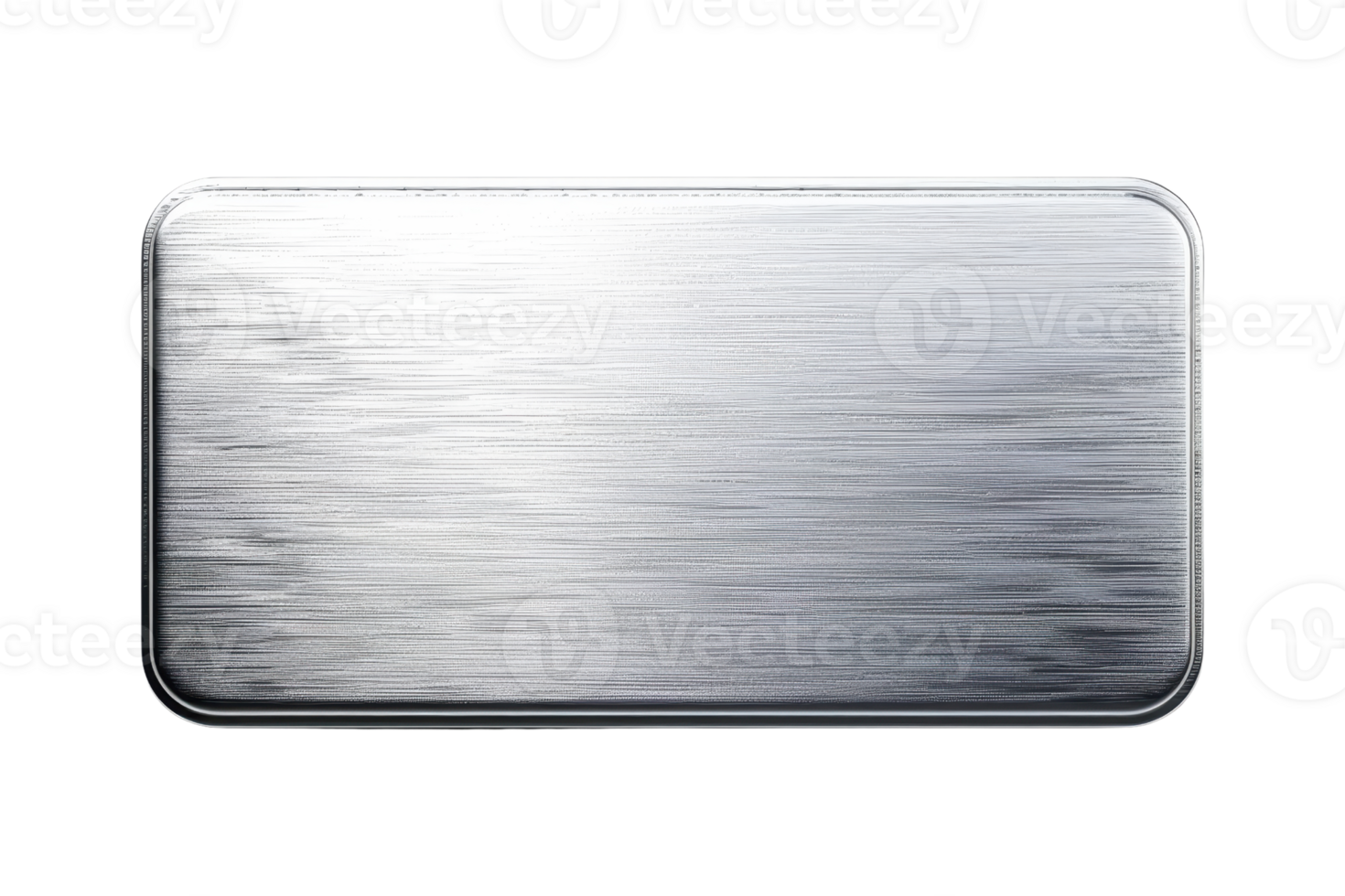 Rectangular stainless steel metal plate with smooth brushed texture on transparent background. Suitable for industrial or decorative use. png