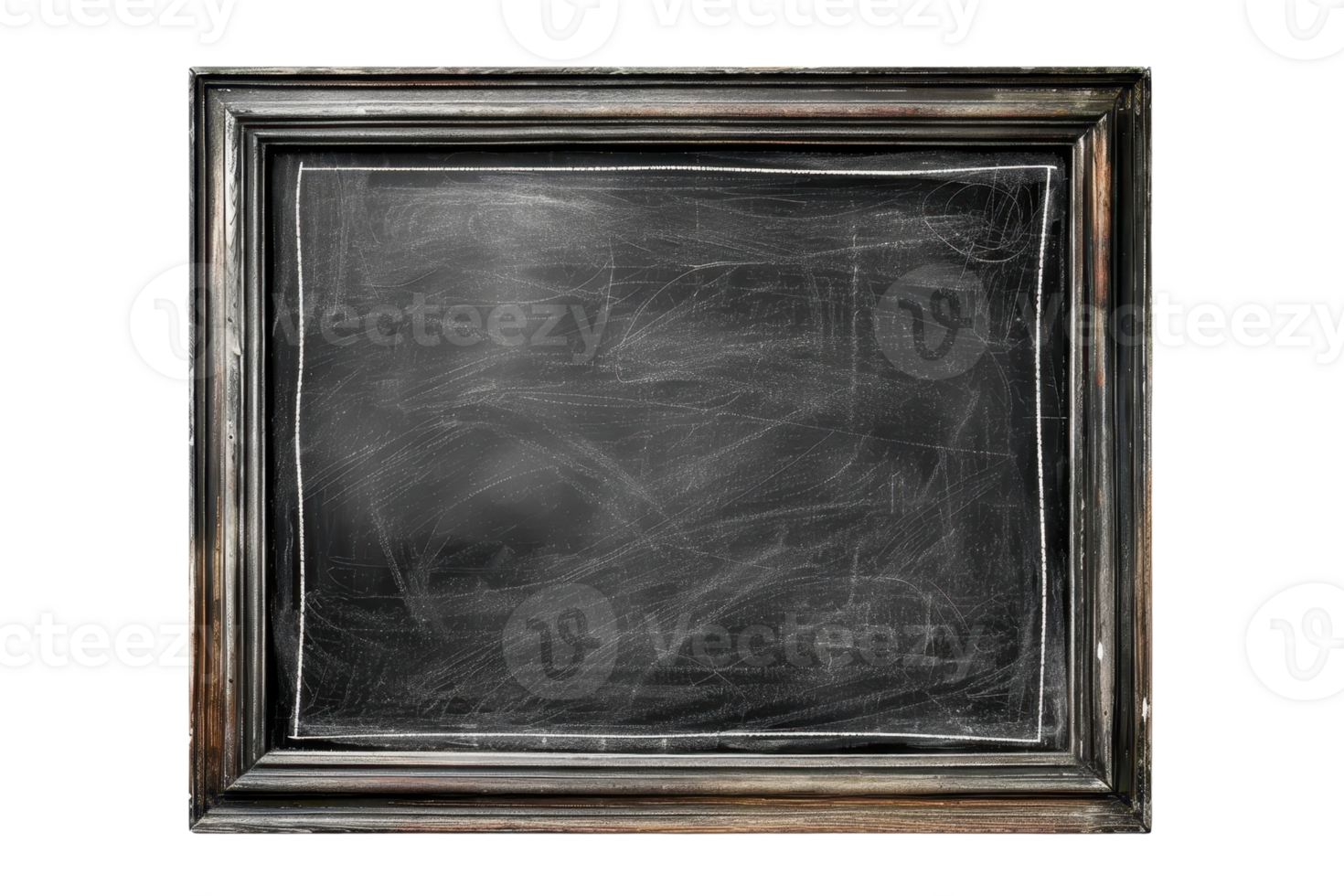 Vintage blackboard with a wooden frame, great for educational, school, or teaching design concepts. Chalkboard with empty space for text. png
