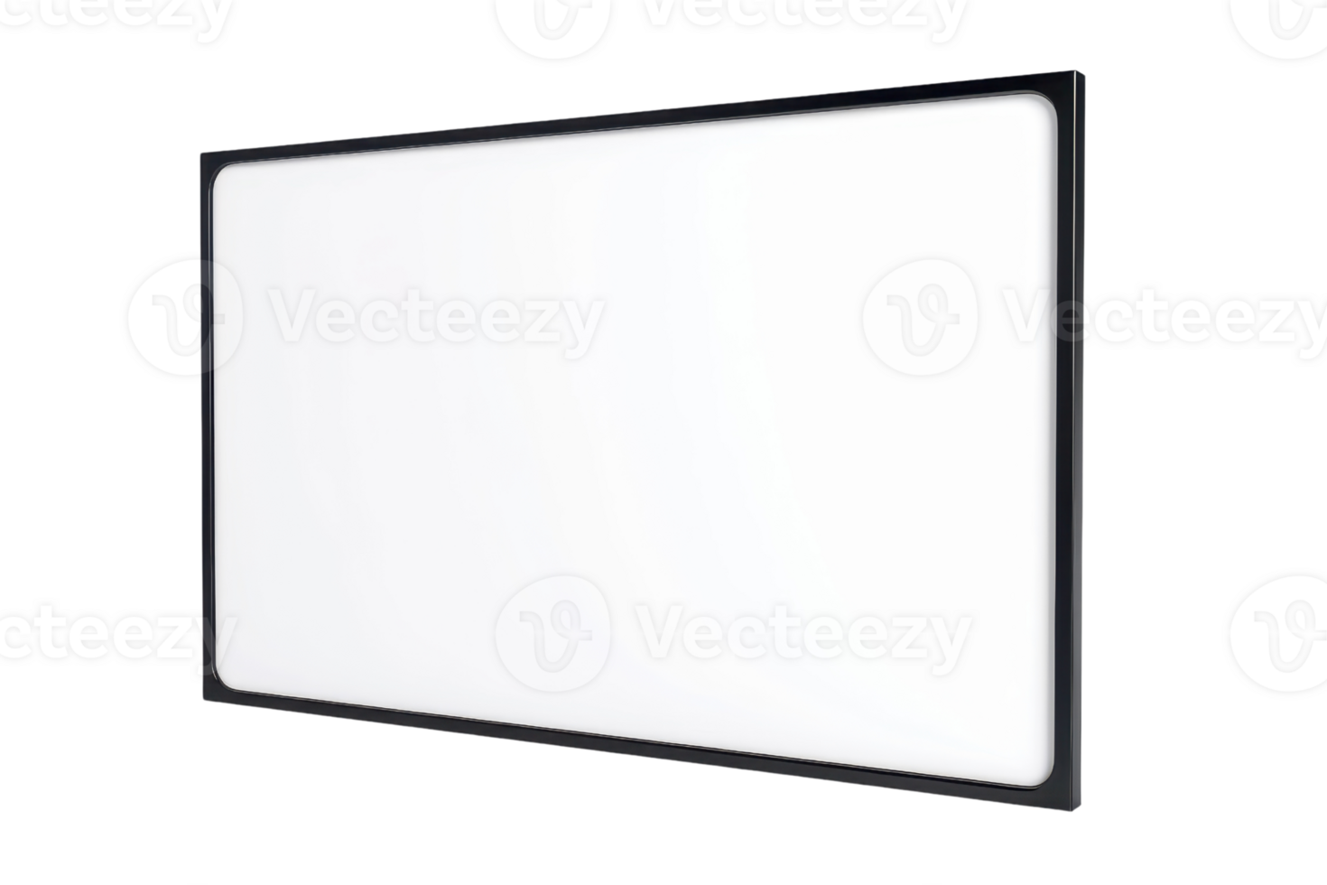 A blank whiteboard with a black frame, perfect for presentations, teaching, office use, and brainstorming sessions in a professional setting. png