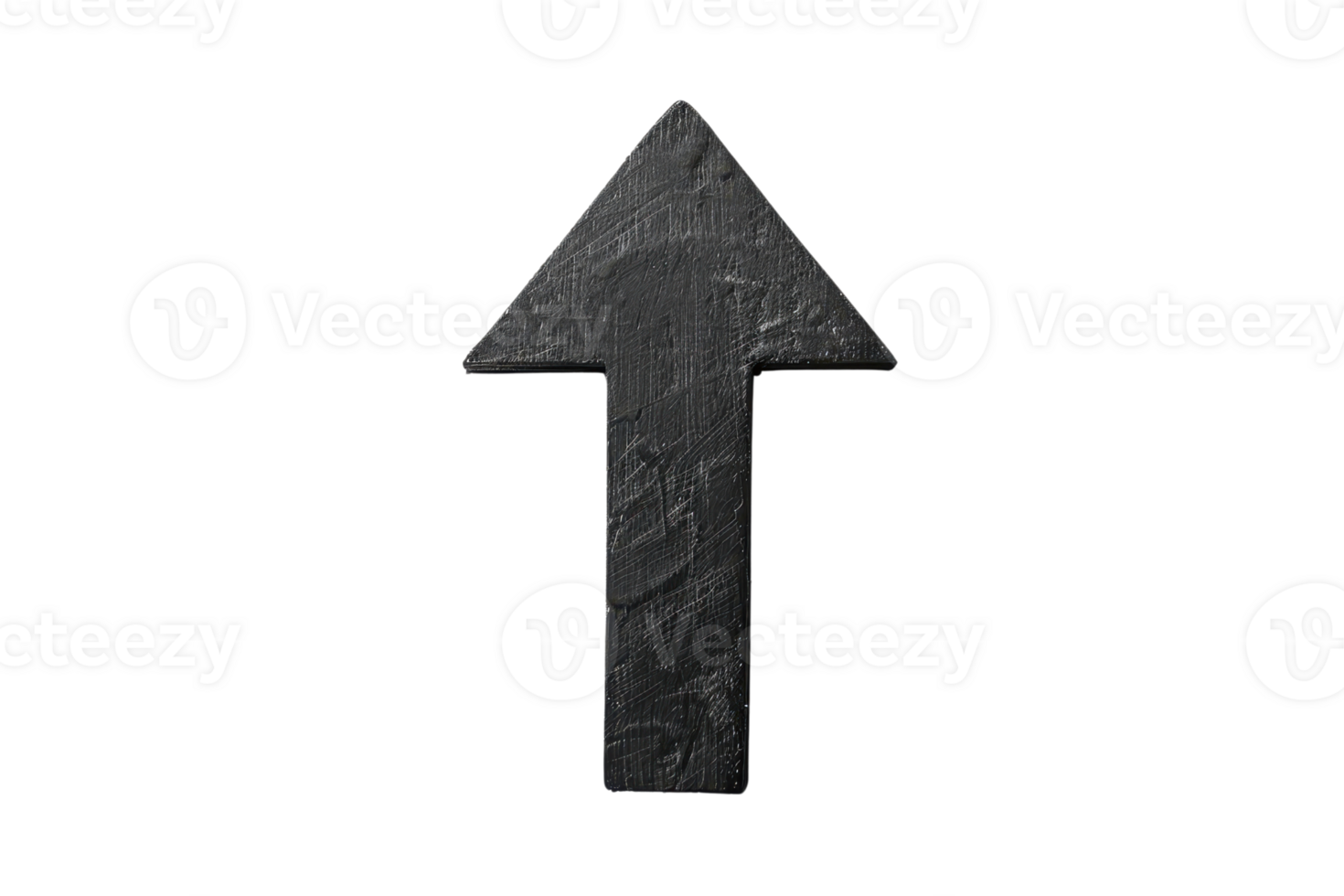 Black wooden directional arrow pointing upwards isolated on transparent background. perfect for design projects, navigation, and business growth concepts. png