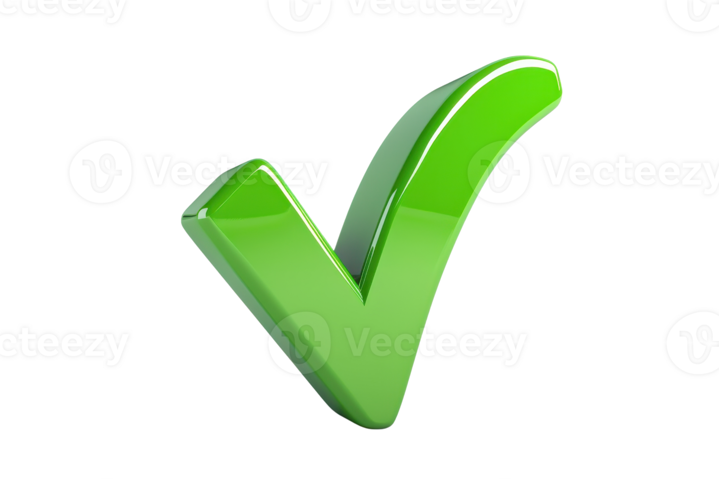 Green checkmark symbol isolated on transparent background. representing approval, correctness, and positive affirmation in a modern, glossy style. png
