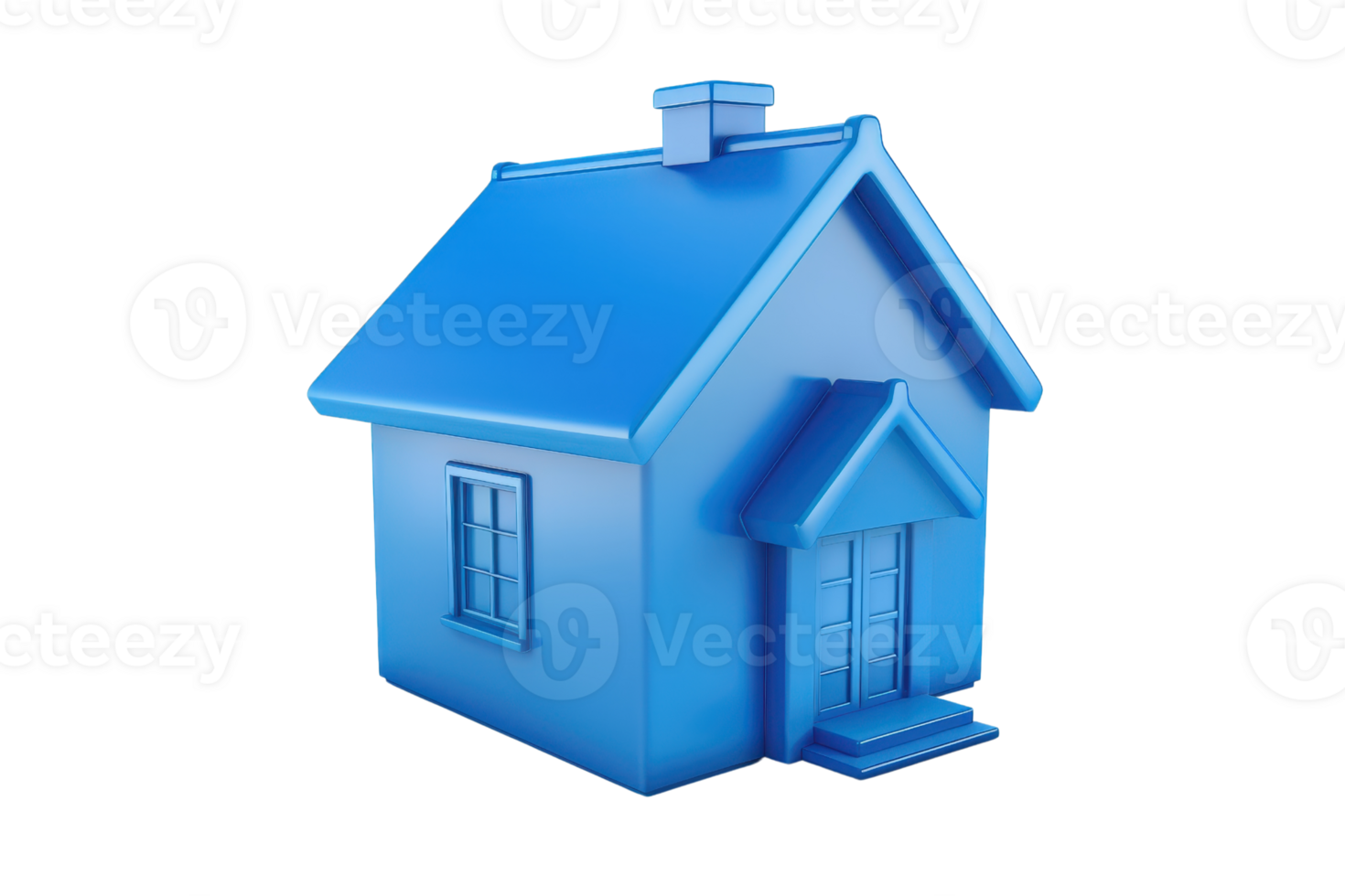 3D blue model of a house isolated on a transparent background. representing home, real estate, or architecture concepts. png