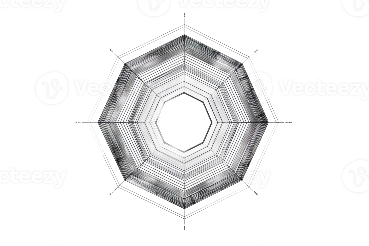 Abstract geometric hexagon design, intricate silver pattern with modern and futuristic feel, ideal for backgrounds and tech themes. png