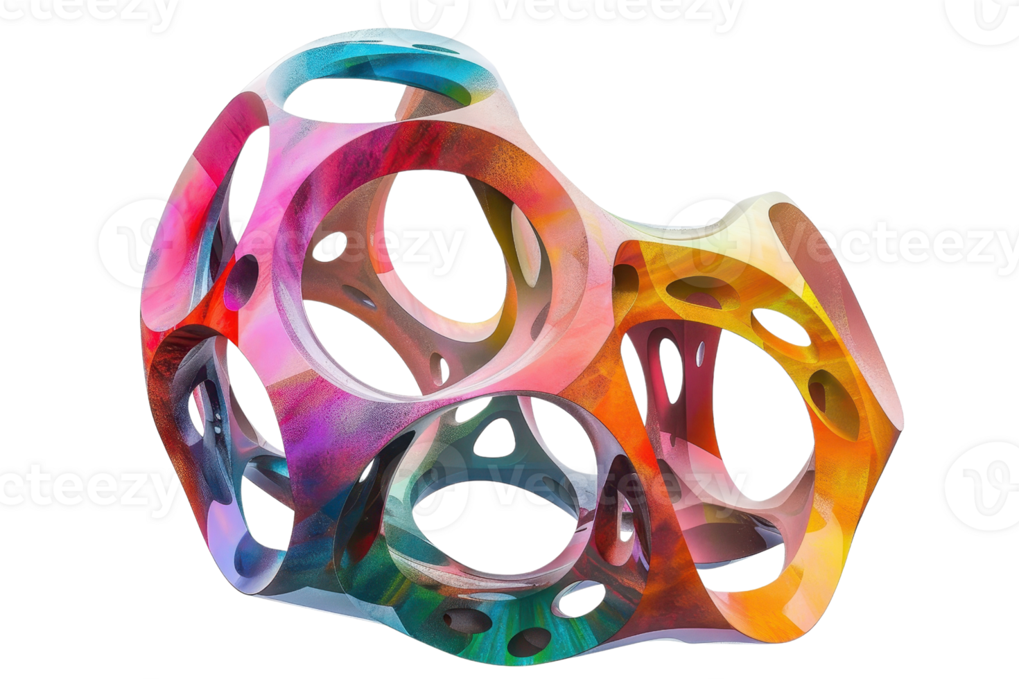 Colorful abstract 3D sculpture with intricate design and vivid hues, perfect for modern art and creative designs. png