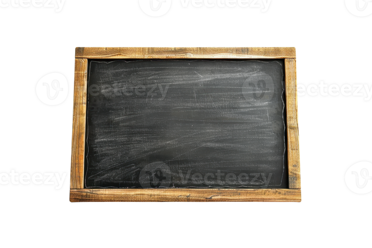 Empty vintage wooden framed chalkboard isolated on transparent background. Perfect for educational or menu design concept in retro style. png