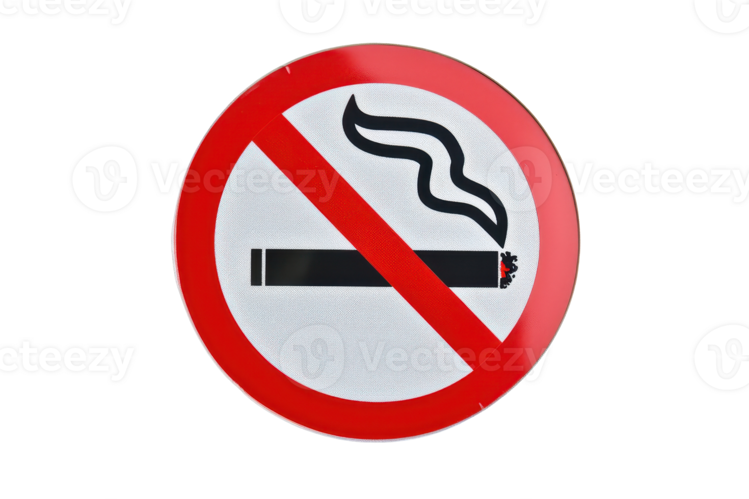 No smoking sign with cigarette and smoke in red circle, isolated on a transparent background. representing health and safety regulations. png