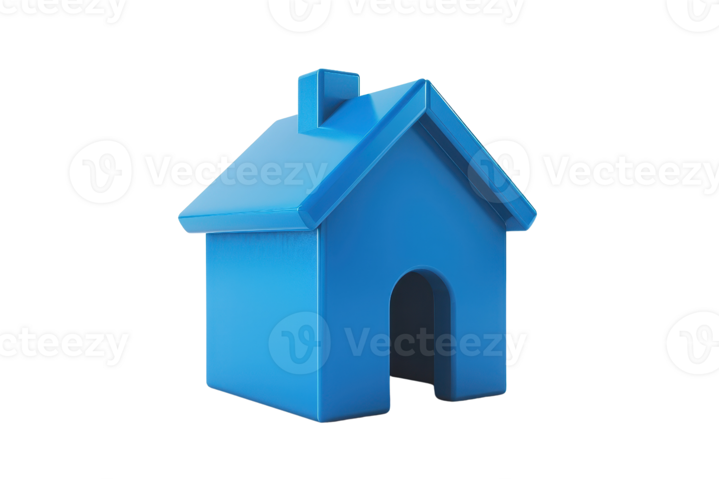 A simple, minimalist blue house icon isolated on a transparent background. Ideal for real estate, home-related graphics, or web design use. png