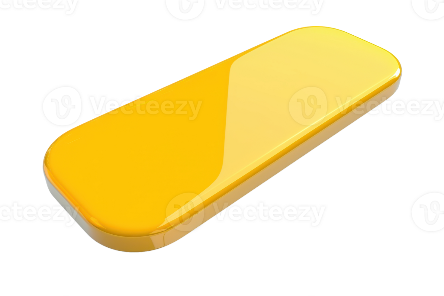 Bright yellow rectangular pill on transparent background. isolated. Shiny surface with smooth edges. Concept of medication, supplement, health. png