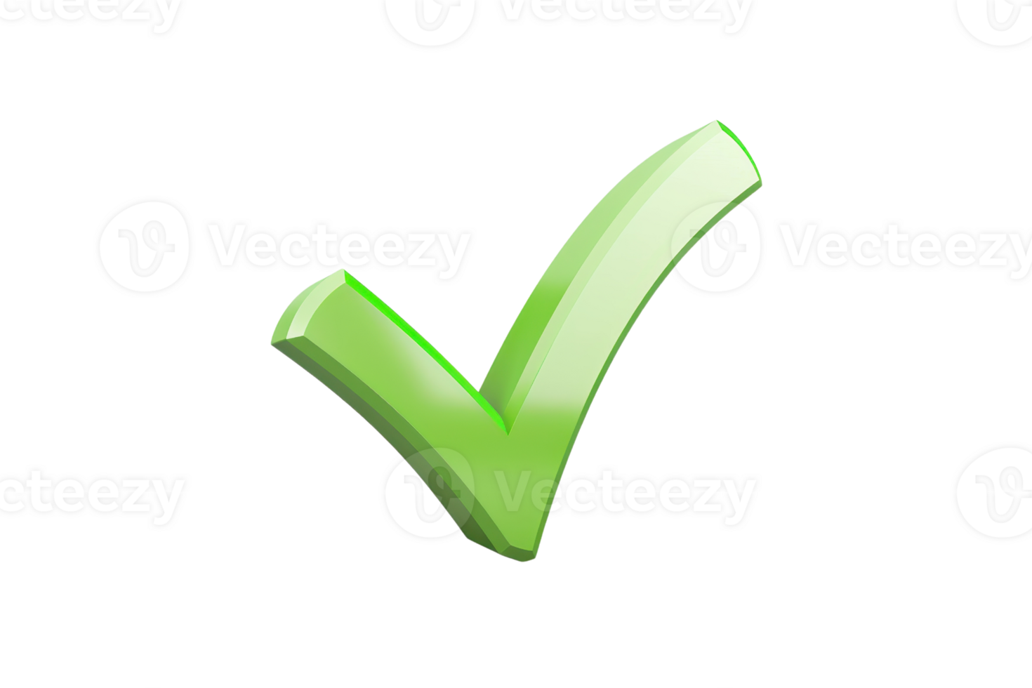Green check mark icon on a transparent background, representing success, approval, validation, or confirmation. png