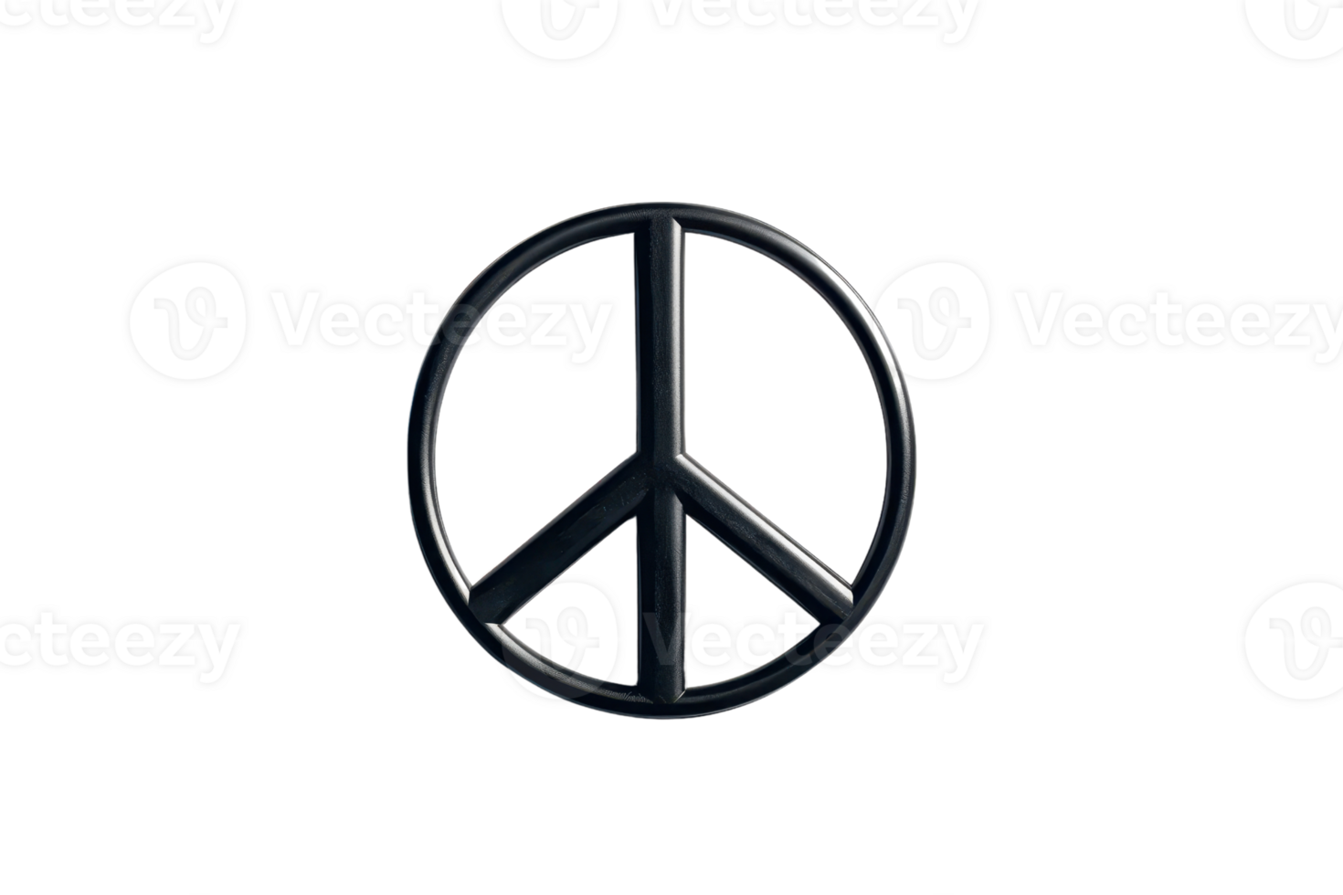 High-resolution image of a black peace symbol on a transparent background, perfect for design and decoration projects. png