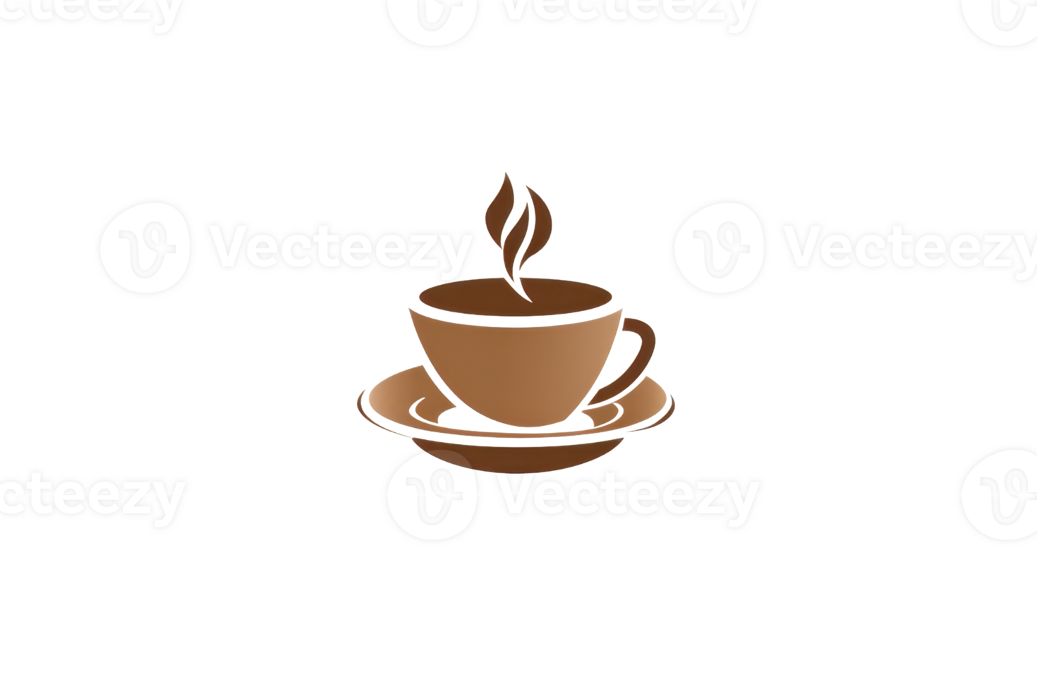 Minimalistic brown coffee cup and saucer icon with a steaming hot beverage, perfect for cafes, menus, and coffee-related designs. png