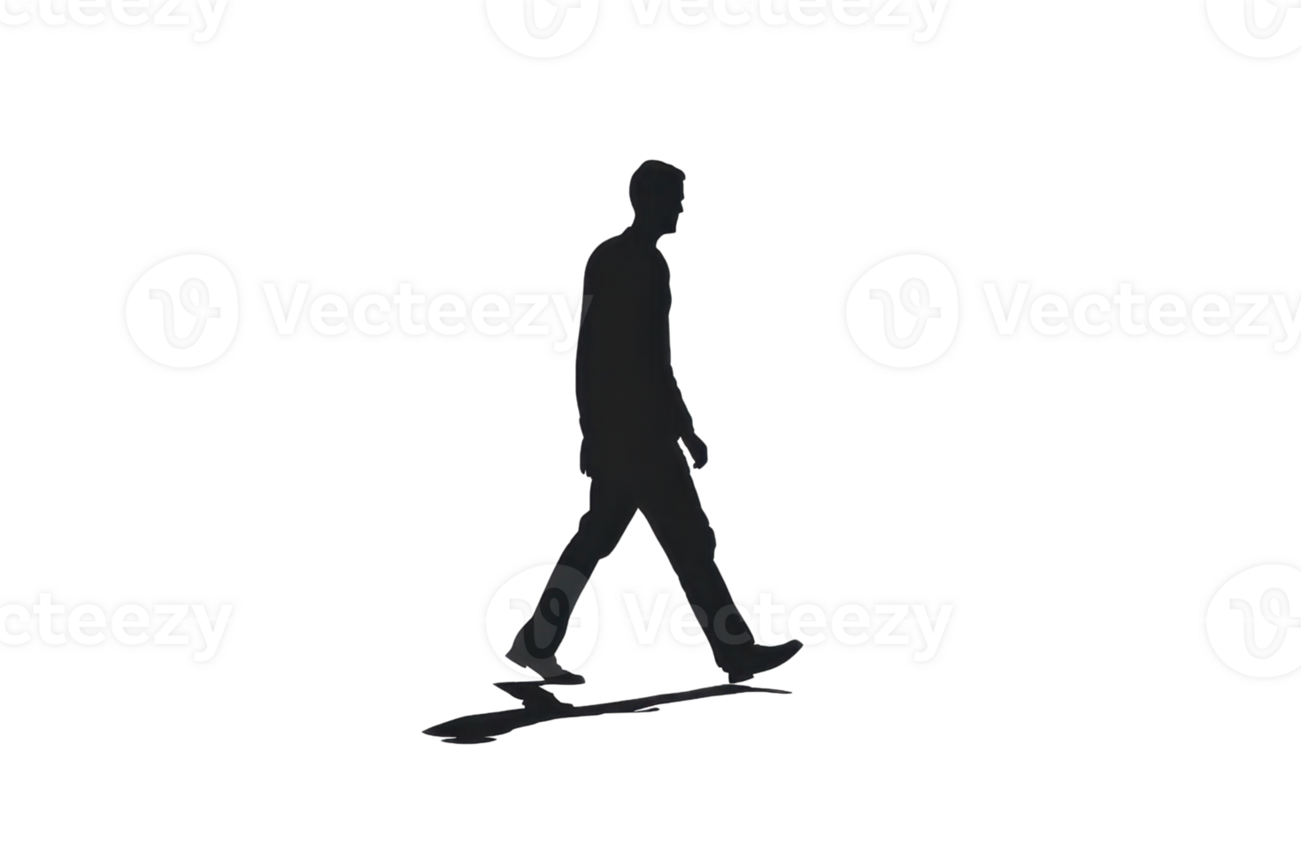 Silhouette of a man walking, isolated on a transparent background. Ideal for concepts related to movement, journey, and determination. png