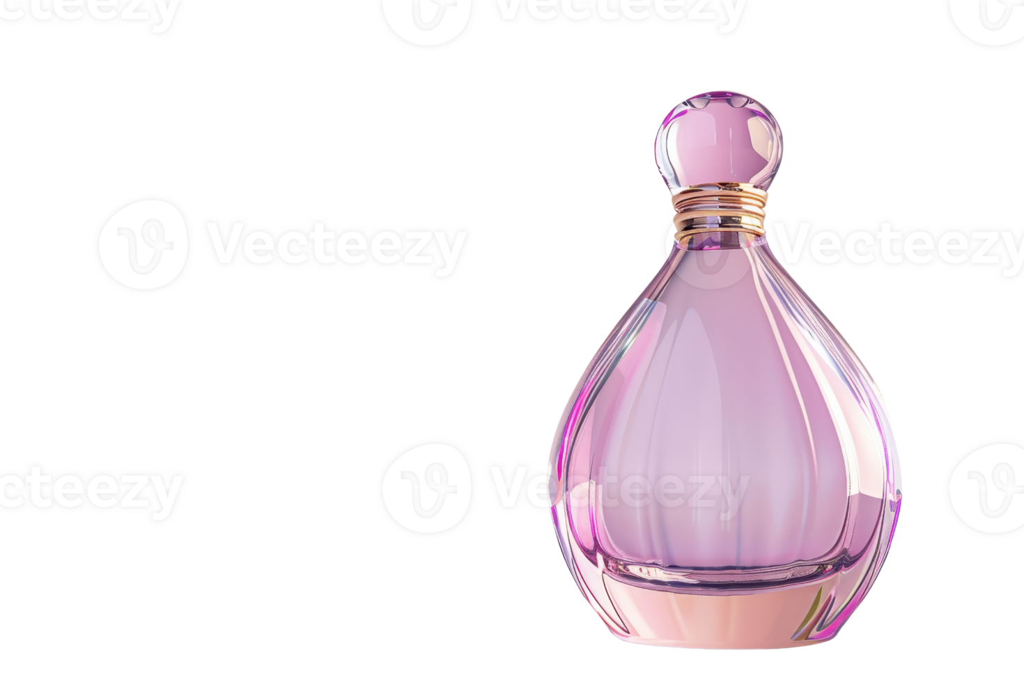 Elegant lavender perfume bottle with a golden cap on a transparent background. Perfect for fragrance advertisements and product displays. png
