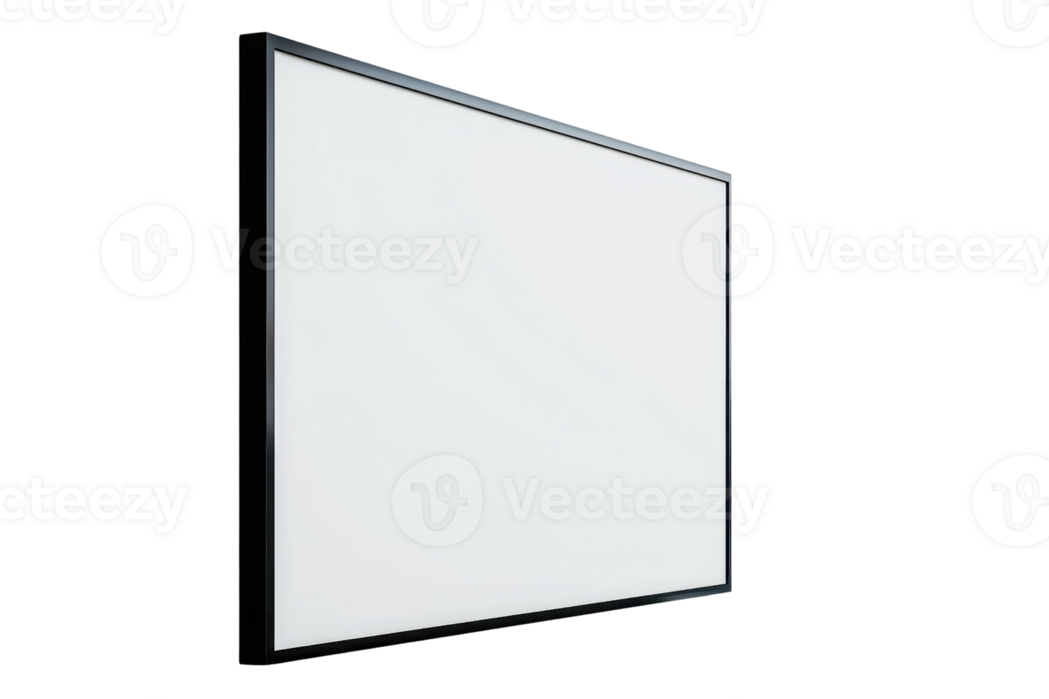 Minimalist blank whiteboard with a sleek black frame. Perfect for educational settings, office meetings, and brainstorming sessions. png