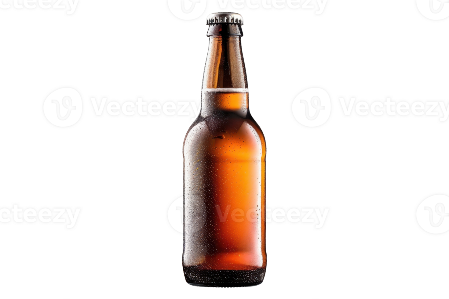 High-quality image of a frosted amber beer bottle, perfect for promotional materials, advertising, or product presentations. png