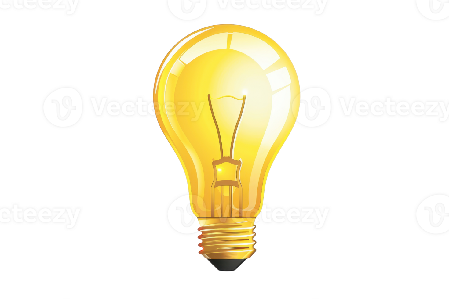 Illustration of a glowing yellow light bulb, symbolizing creative ideas and innovation. Perfect for design and concept visuals. png