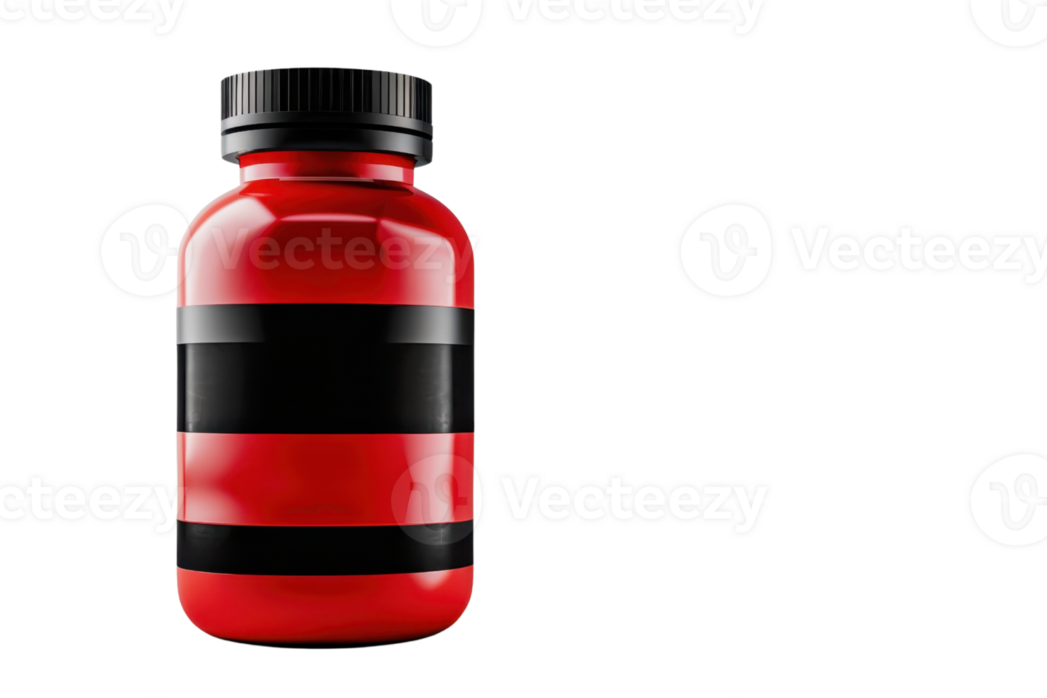 Red pill bottle isolated on transparent background. Ideal for medical, pharmaceutical, health, and supplement concepts. Clipping path included. png