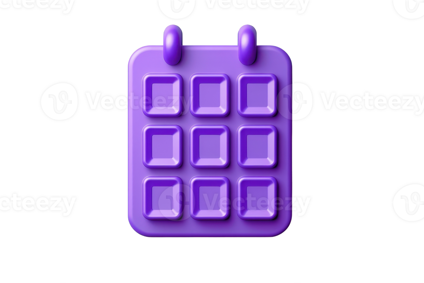 Purple 3D calendar icon on transparent background. representing time management, scheduling events, and organizing plans efficiently png