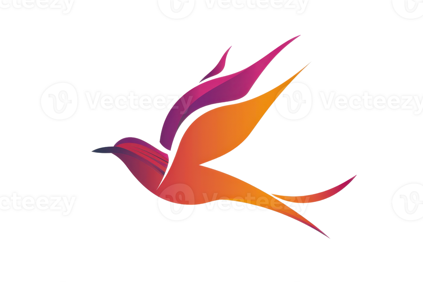 Vibrant abstract bird logo with gradient colors, symbolizing freedom, flight, and creativity, perfect for branding and design projects. png