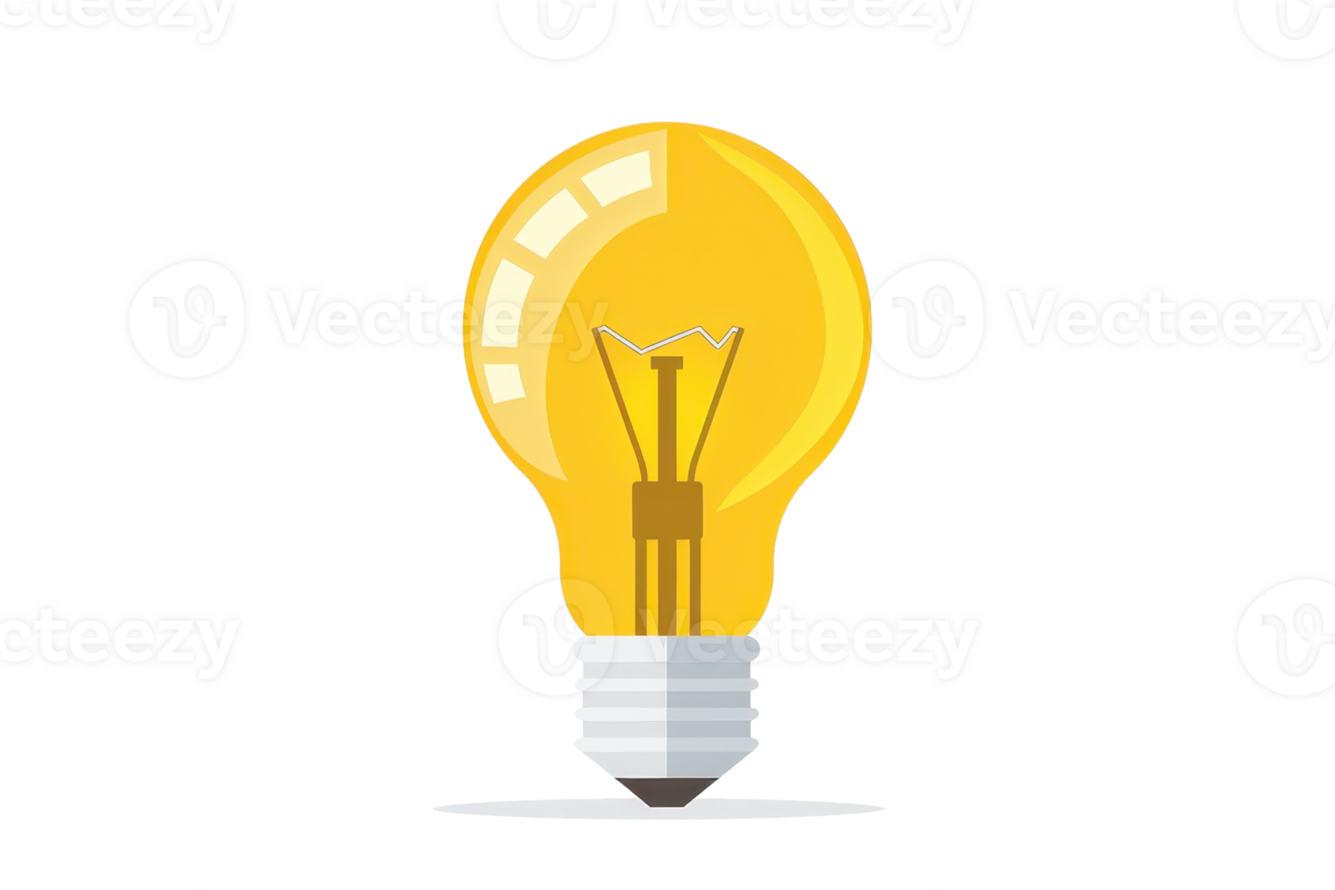 Illustration of a glowing yellow lightbulb isolated on a transparent background. symbolizing creativity, innovation, and bright ideas. png
