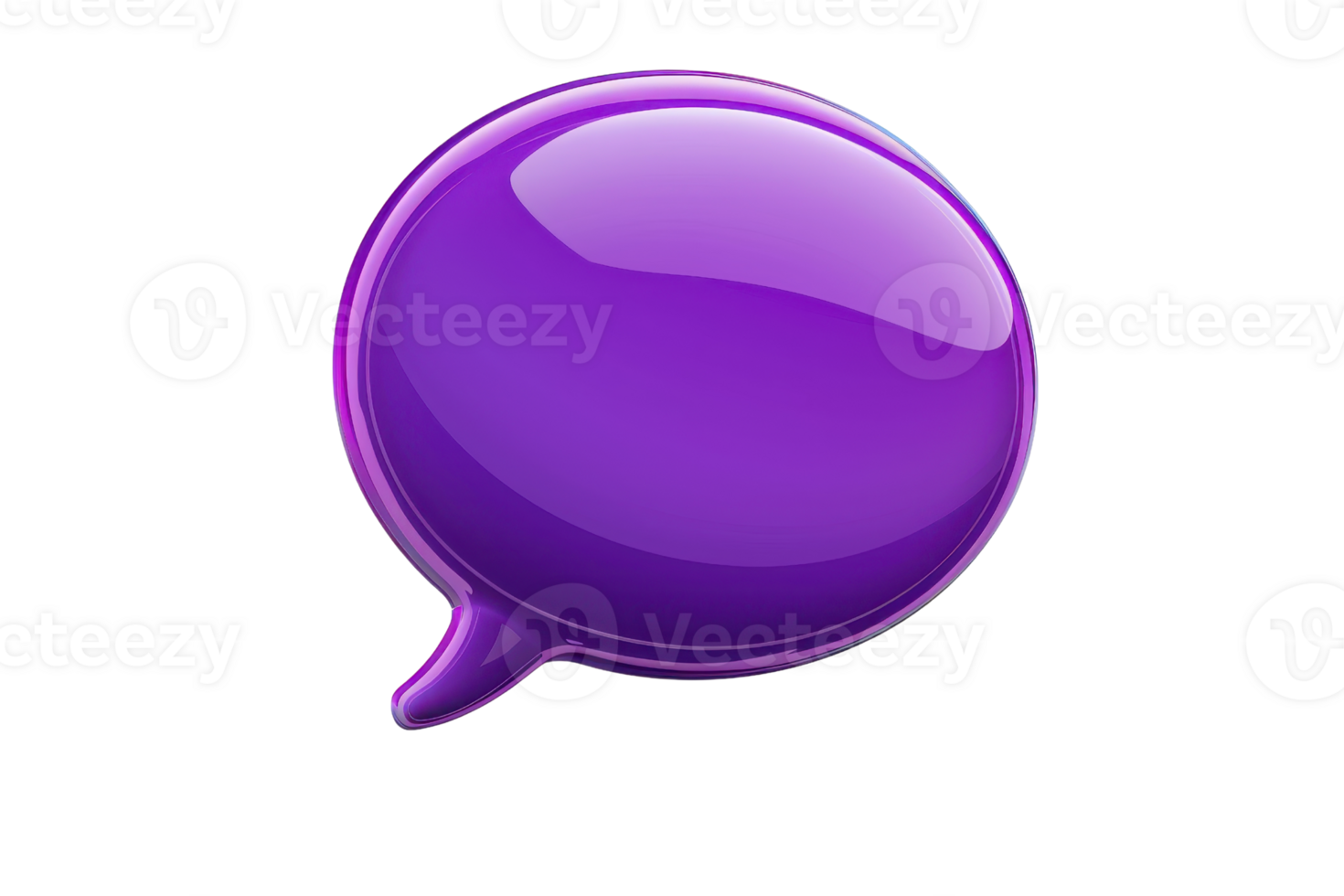 Glossy purple speech bubble icon isolated on transparent background. perfect for chat, messaging, communication, and social media designs. png