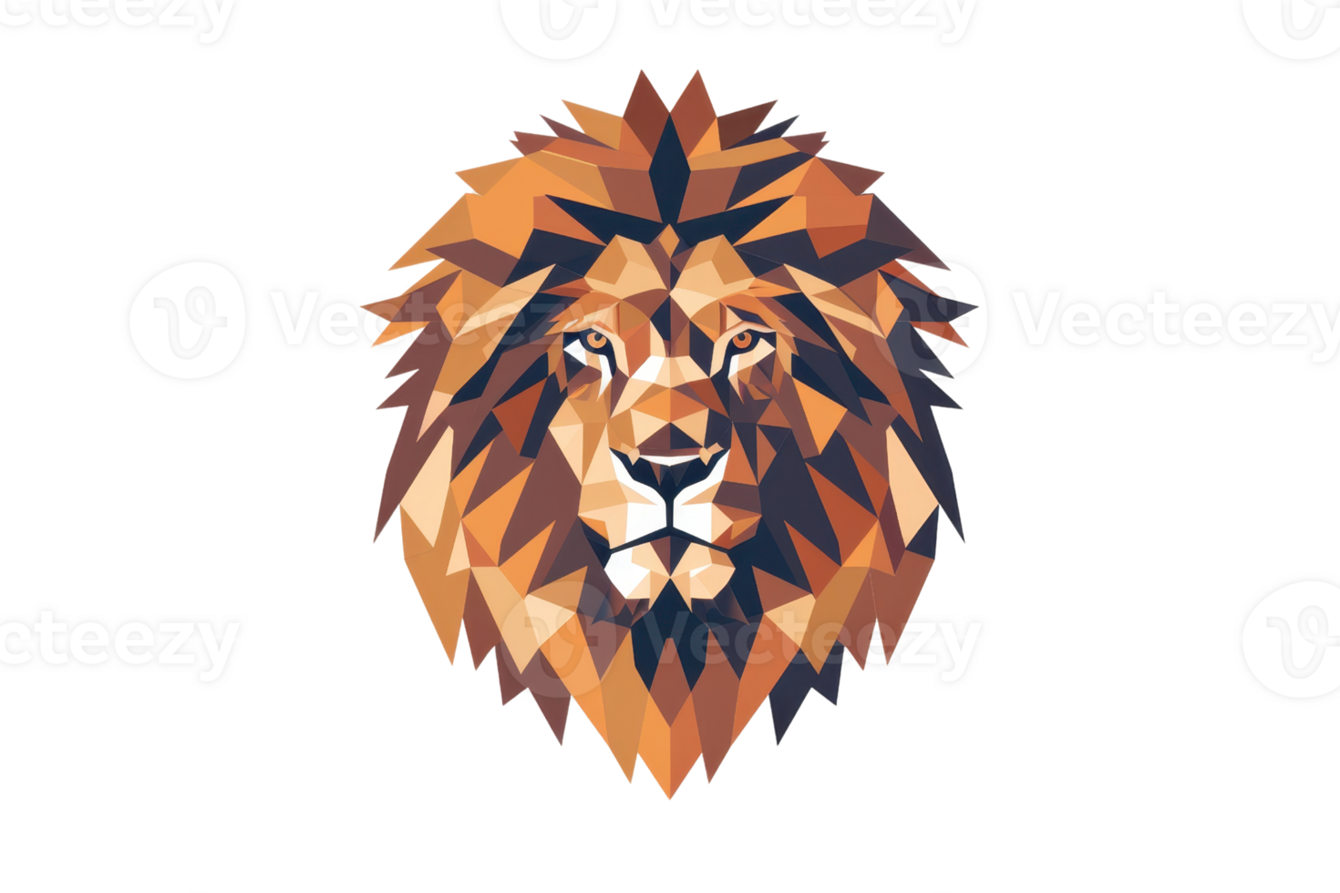 Polygonal lion head illustration with vibrant colors, perfect for artistic and wildlife-themed projects. Modern and abstract animal design concept. png
