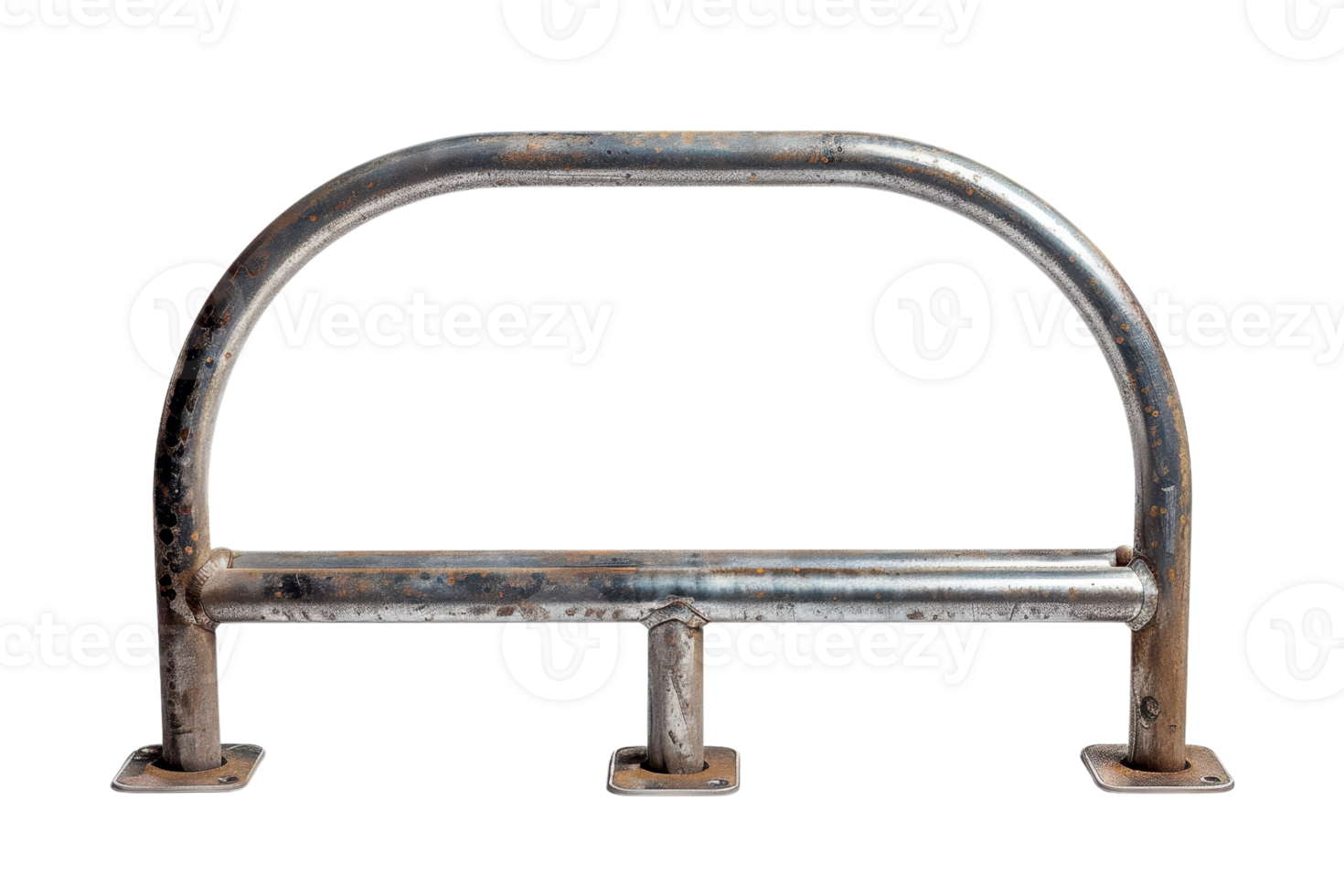 Metal barrier with a curved top designed for security and safety, isolated on a transparent background. ideal for construction or urban uses. png