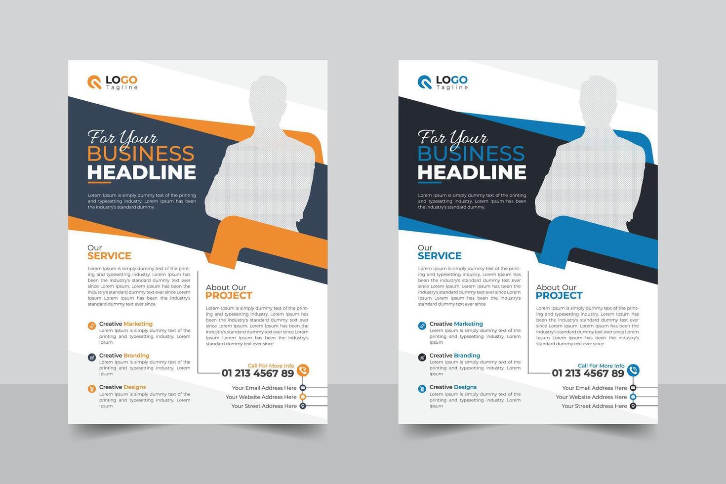 Modern and corporate style business flyer design, Creative colorful variation editable template design vector