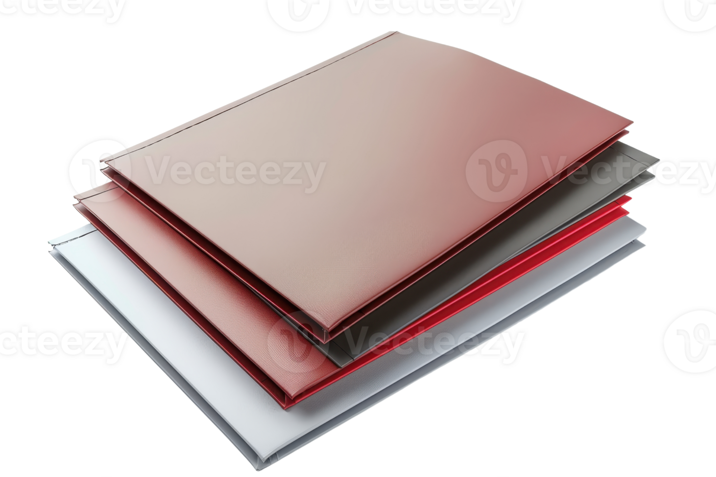 Stack of three hardcover books in varying colors. Ideal for educational, literary, and creative designs and projects. png