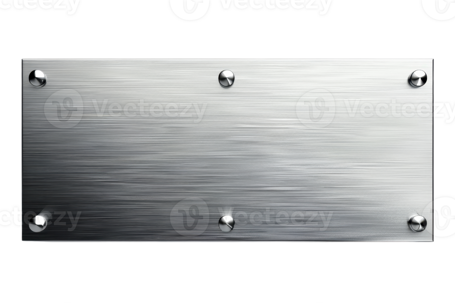 High-resolution image of a brushed metal plate with four screws, isolated on transparent background. ideal for industrial and design concepts. png