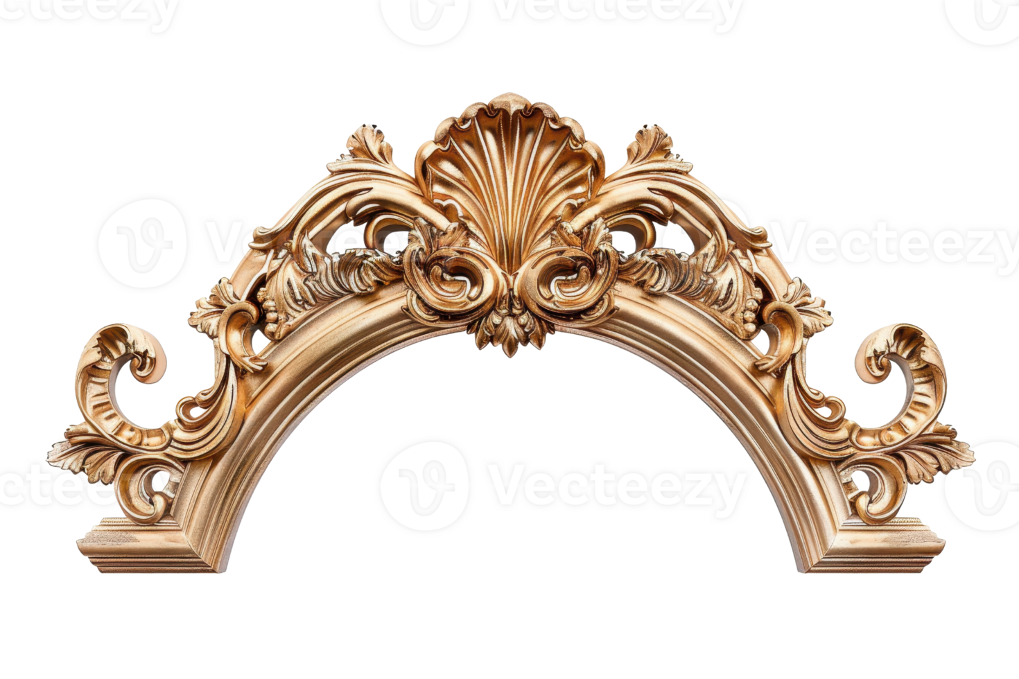 Ornate wooden arch with intricate carvings, ideal for architecture, and interior design. Detailed, classic woodwork craftsmanship. png