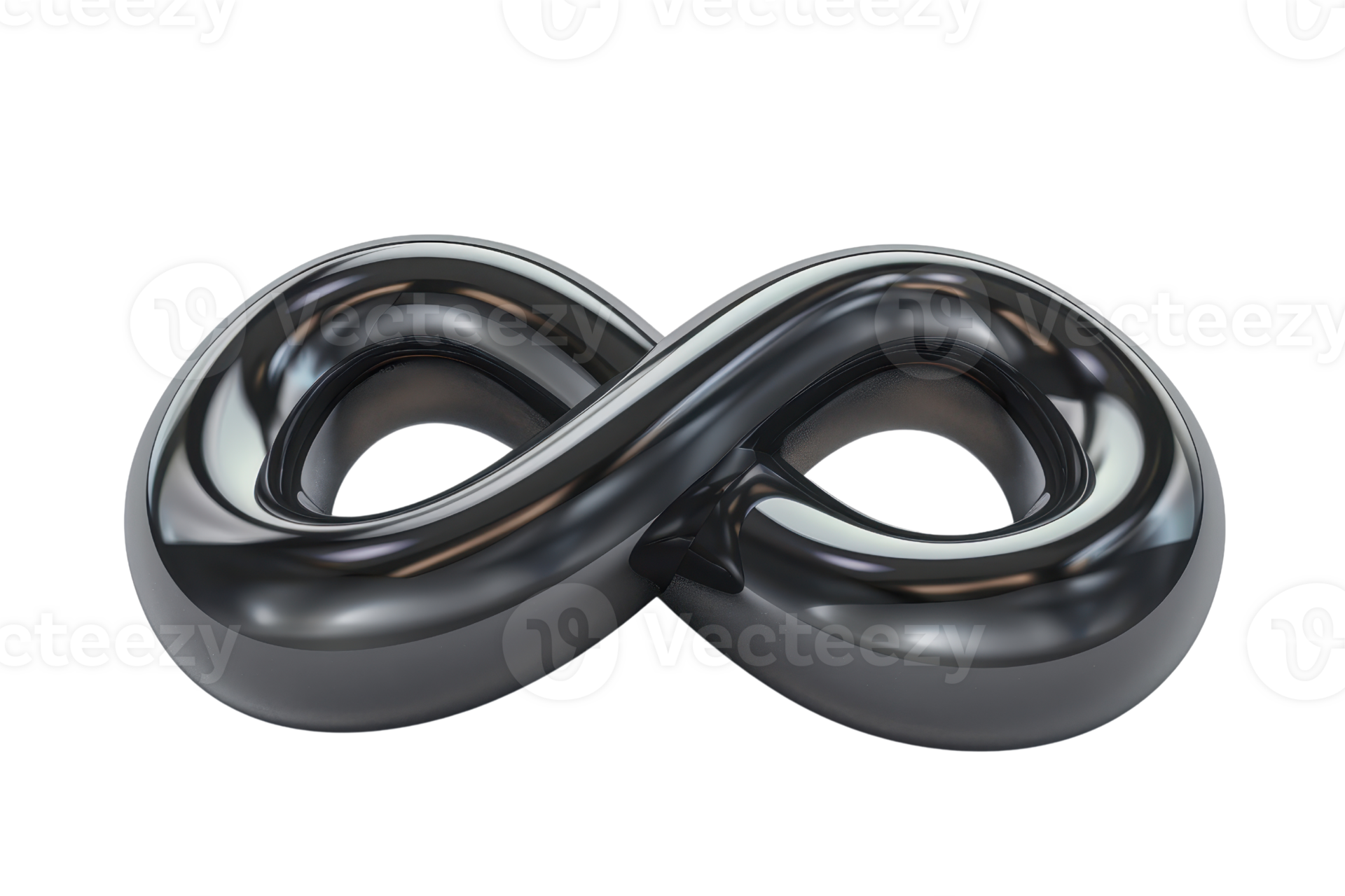 Sleek black infinity symbol made of shiny metallic material ...