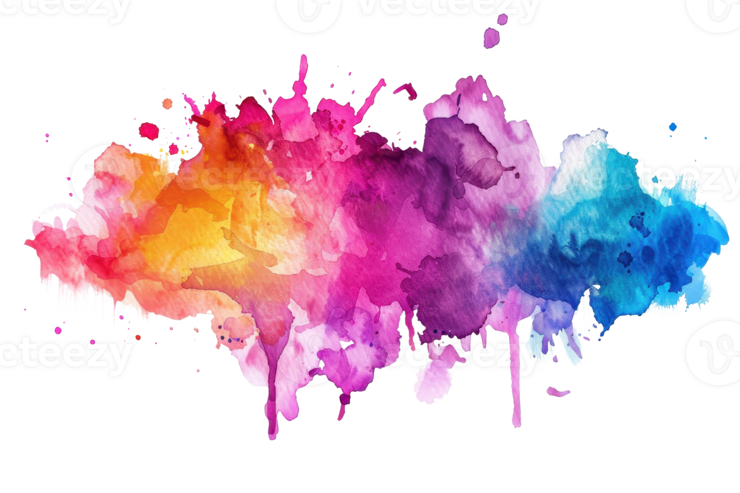 Vibrant watercolor splash artwork with colorful gradient blending. Perfect for artistic backgrounds, designs, and creative projects. png