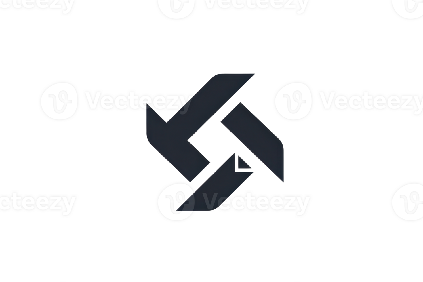 Abstract black geometric shape resembling arrows pointing in various directions, minimalistic design, suitable for logos, icons, or backgrounds. png