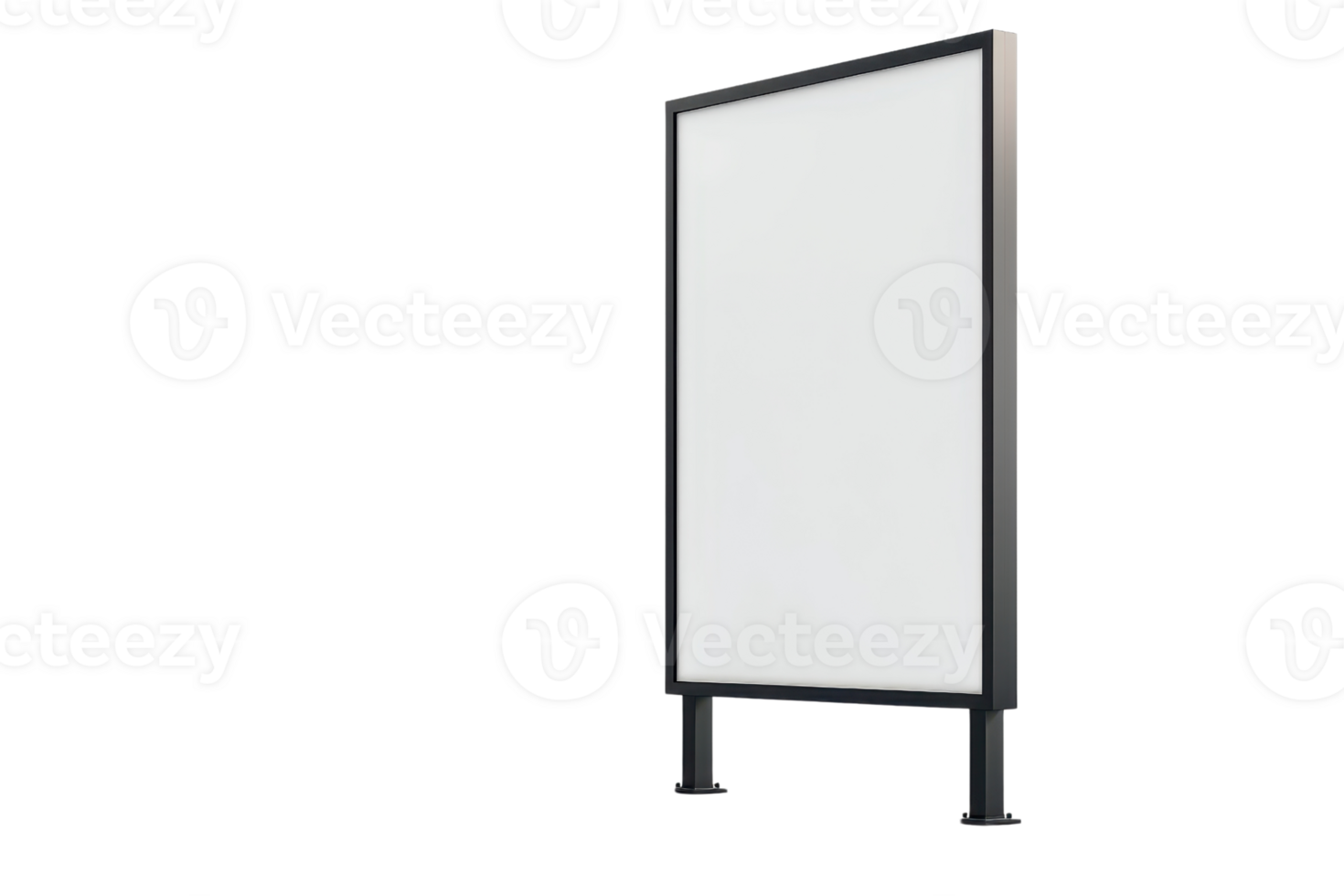 Blank vertical billboard with a simple black frame on a transparent background. perfect for advertising or custom design. Isolated cutout design. png