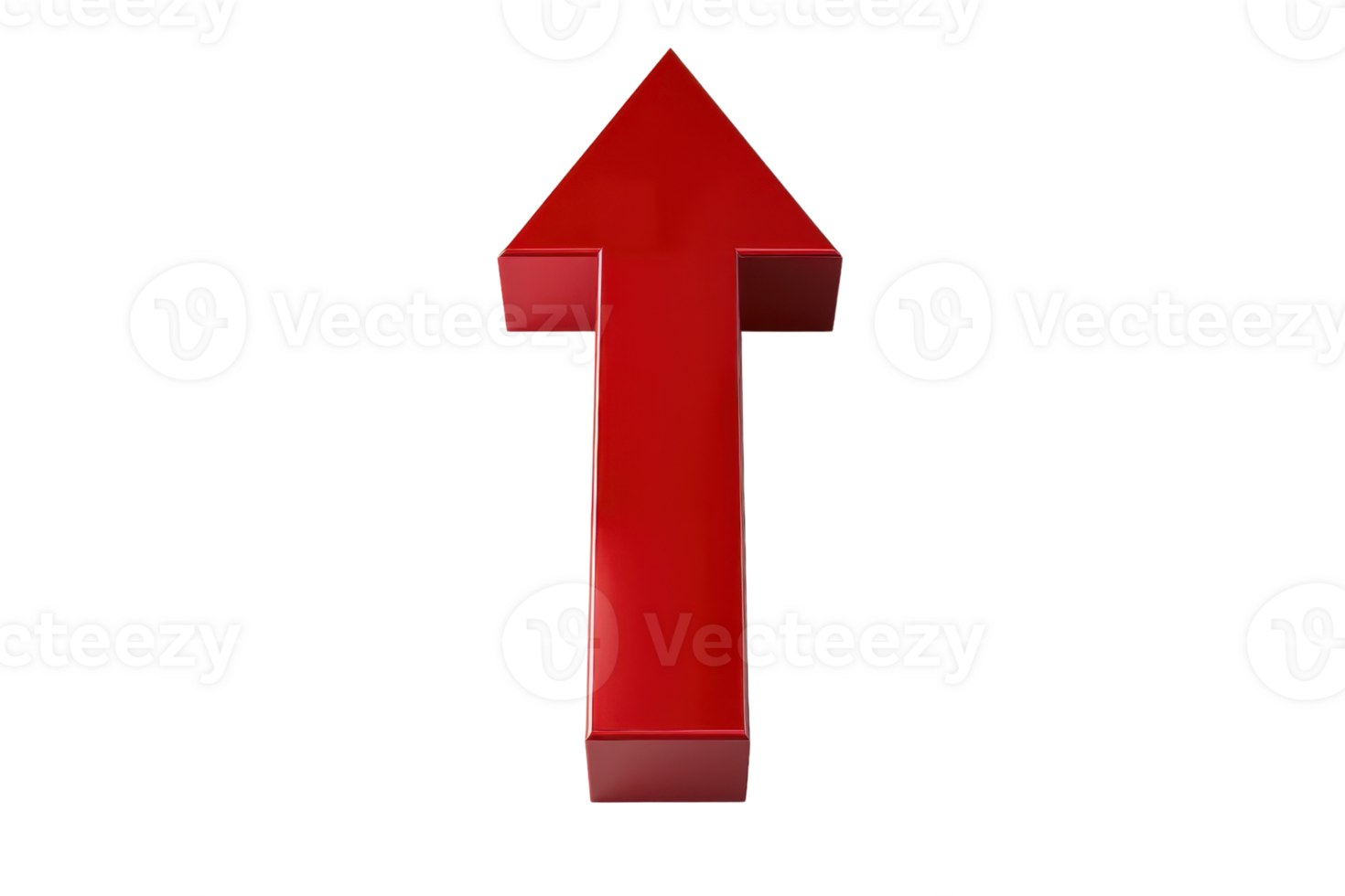 A shiny red arrow pointing upwards, signifying direction, increase, growth, or progress, isolated on a transparent background. png