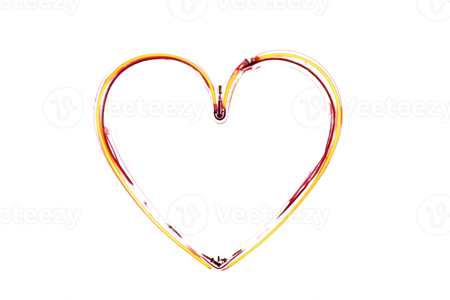 Colorful neon heart shape isolated on a black background. Perfect for romantic, love-themed designs and decorations. png