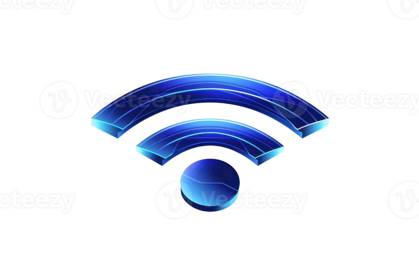 Blue WiFi icon symbolizing wireless internet connection, representing network connectivity and technology in a digital age. png