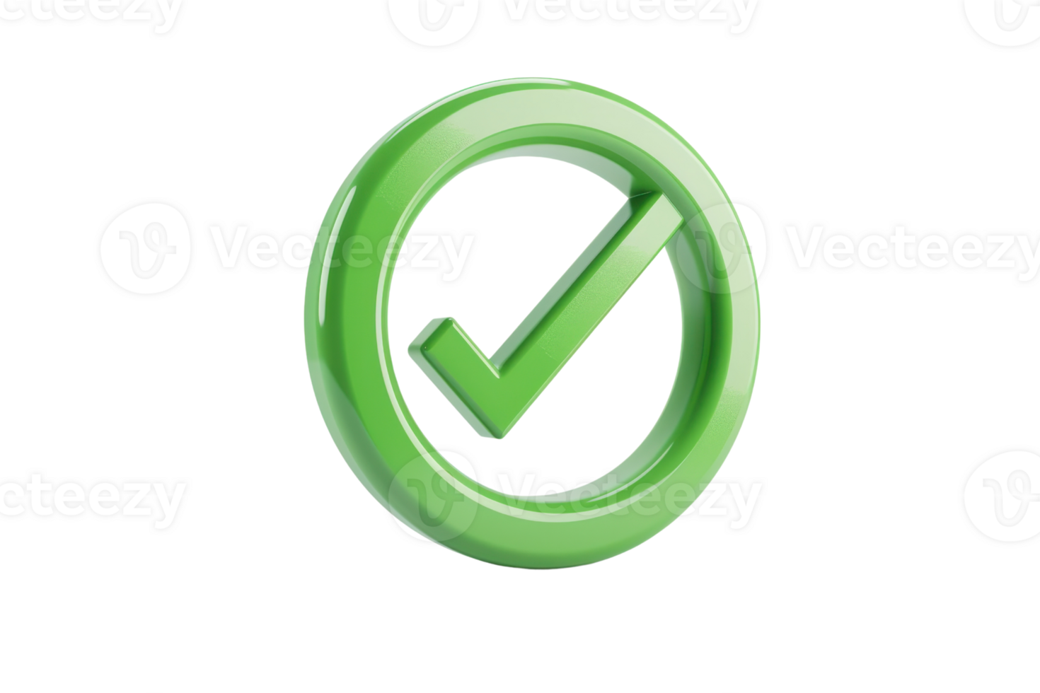 Green checkmark inside a circle, representing approval, success, or completion, isolated on a transparent background for versatile use. png
