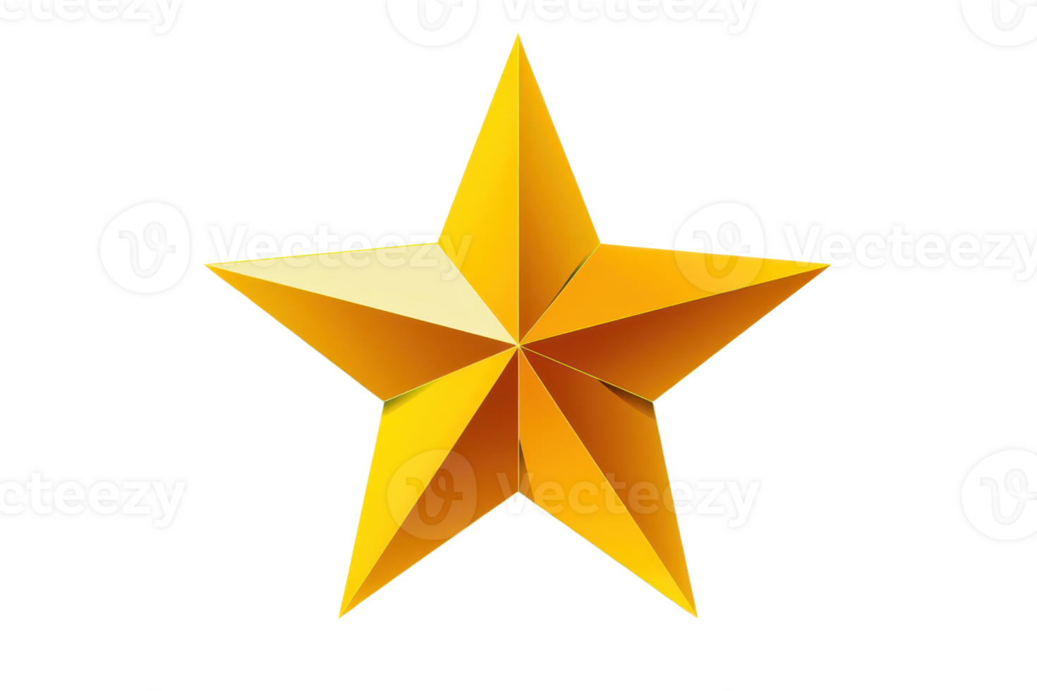 A vibrant golden star isolated on a transparent background, perfect for decoration, awards, or festive designs. png