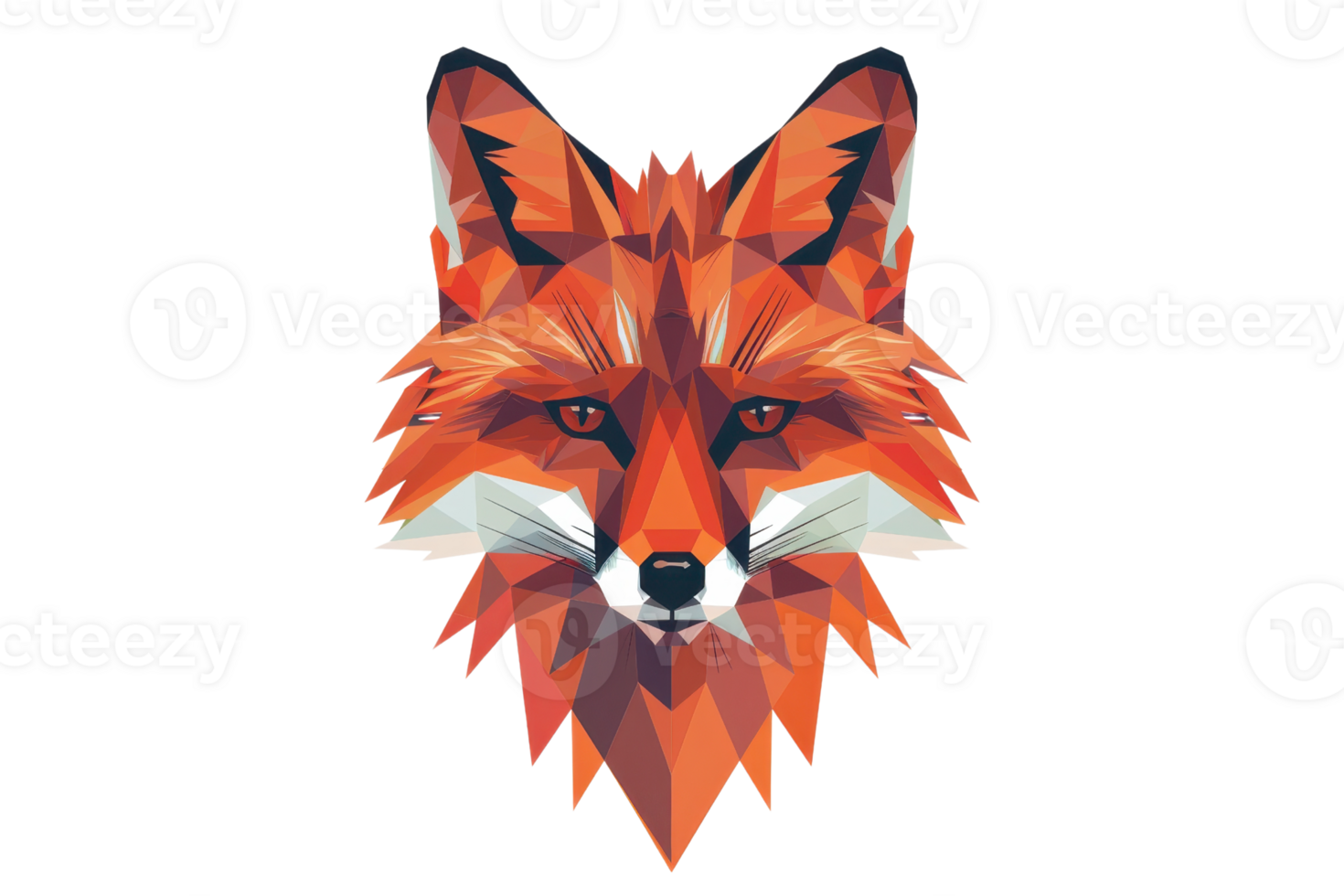 Geometric illustration of a fox head in vibrant colors, showcasing modern polygonal art style. Perfect for design, decoration, or digital use. png
