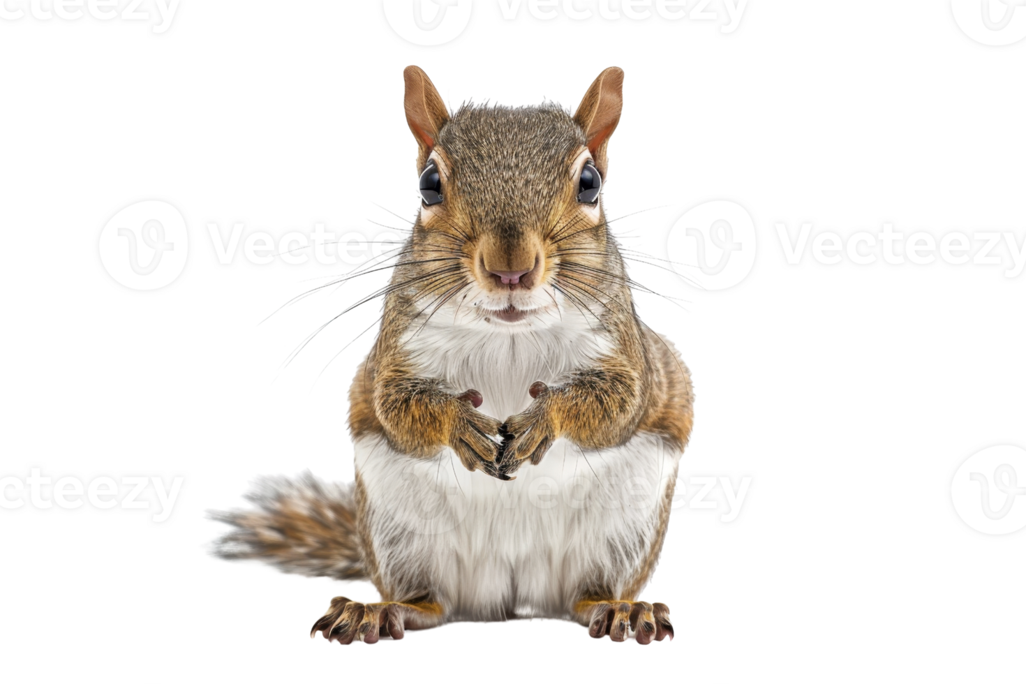 Cute squirrel standing on hind legs. Isolated on transparent background. Perfect for nature, wildlife, or animal-themed projects. png