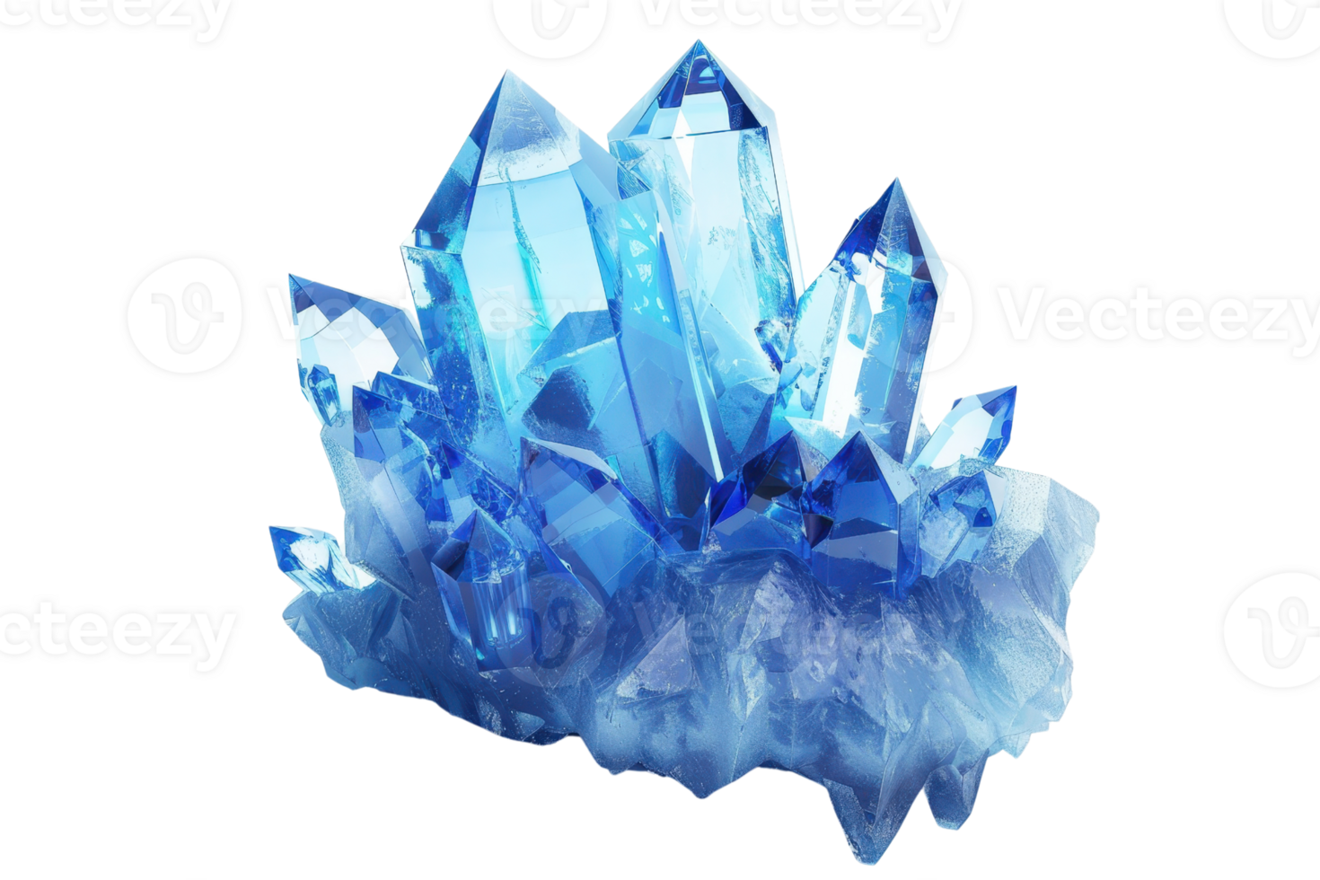 High-quality image of a stunning blue crystal formation with sharp edges, perfect for natural geology or mineral collection themes. png
