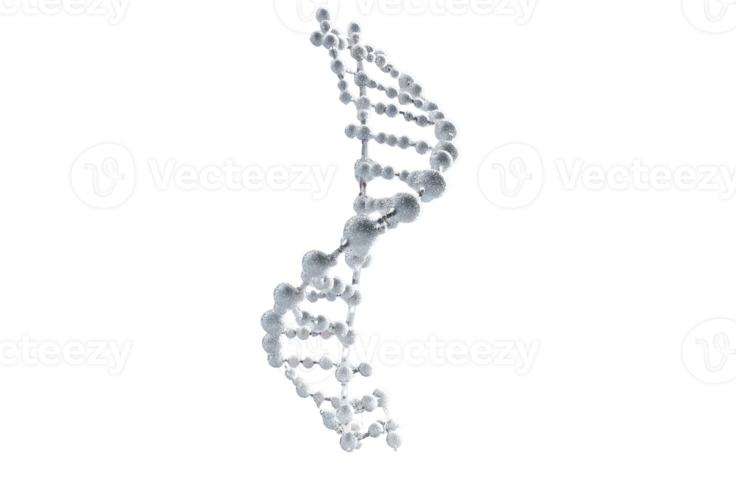 3D rendered image of a DNA double helix model, representing genetic science, research, and biotechnology. png