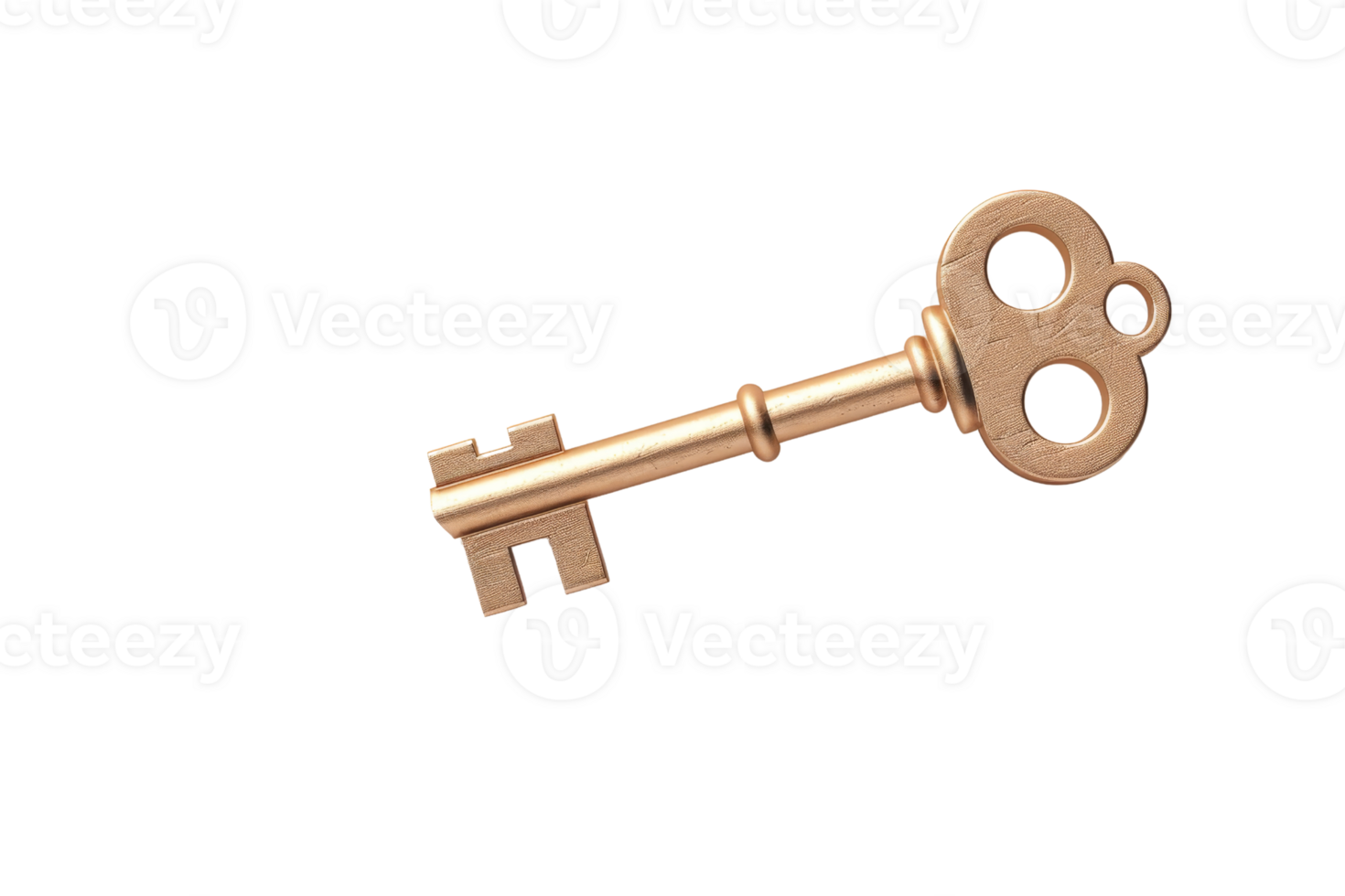 Vintage brass key isolated on transparent background. symbolizing security, mystery, and retro style. Perfect for design or illustration purposes. png